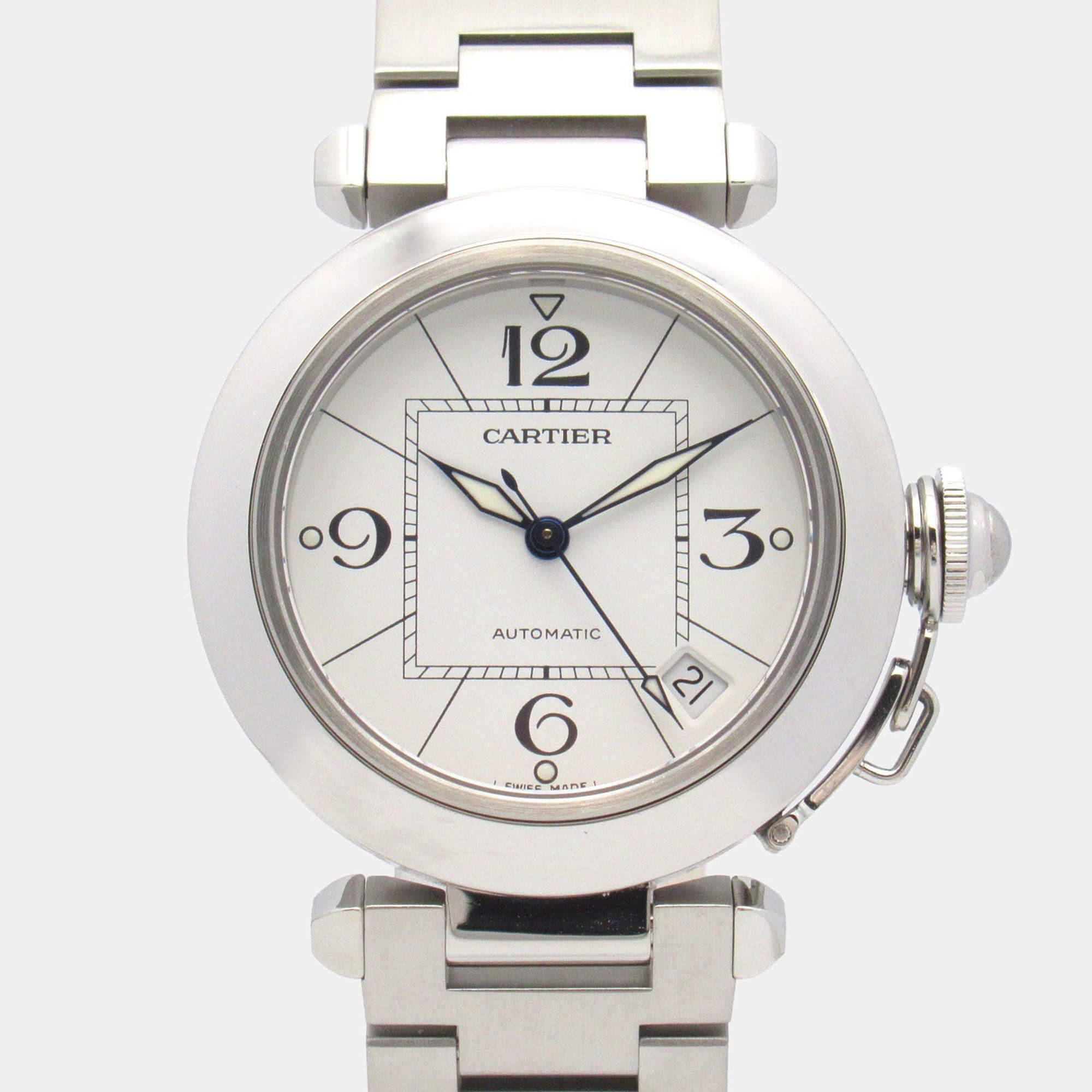 Pre Owned Cartier Pasha C de Cartier W31074M7 Automatic White Stainless Steel Women's Wristwatch 35 mm