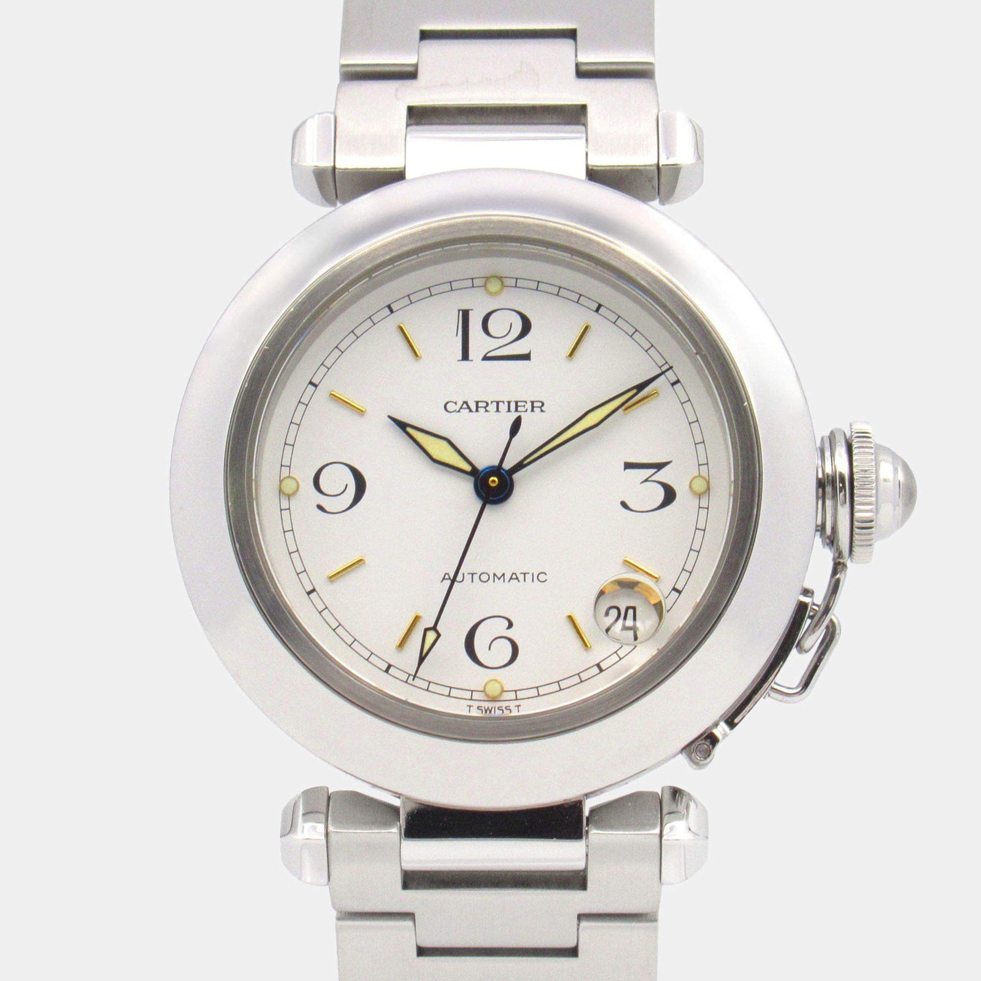 Pre Owned Cartier Pasha C de Cartier W31015M7 Automatic White Stainless Steel Women's Wristwatch 35 mm