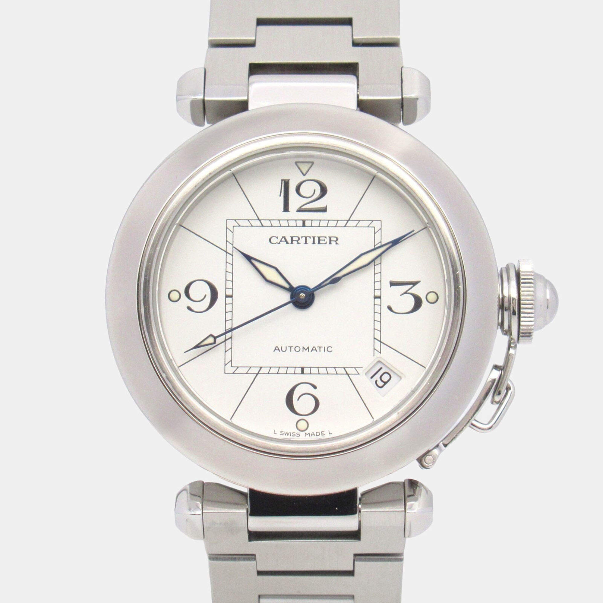 Pre Owned Cartier Pasha C de Cartier W31074M7 Automatic White Stainless Steel Women's Wristwatch 35 mm