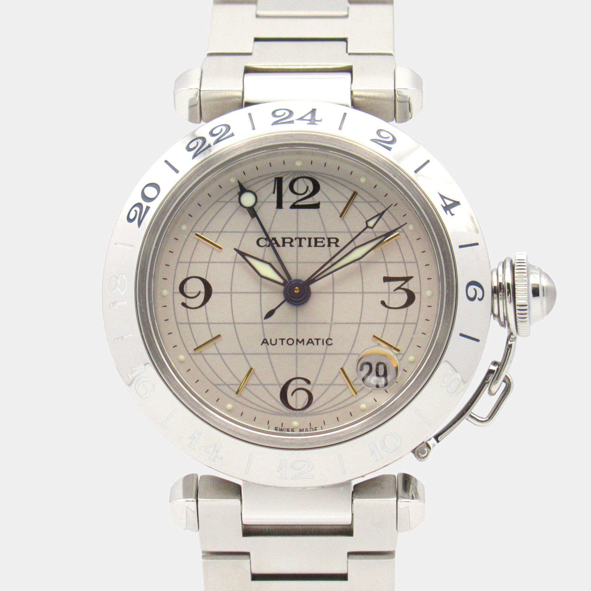 Pre Owned Cartier Pasha C de Cartier W31029M7 Automatic Silver Stainless Steel Women's Wristwatch 35 mm