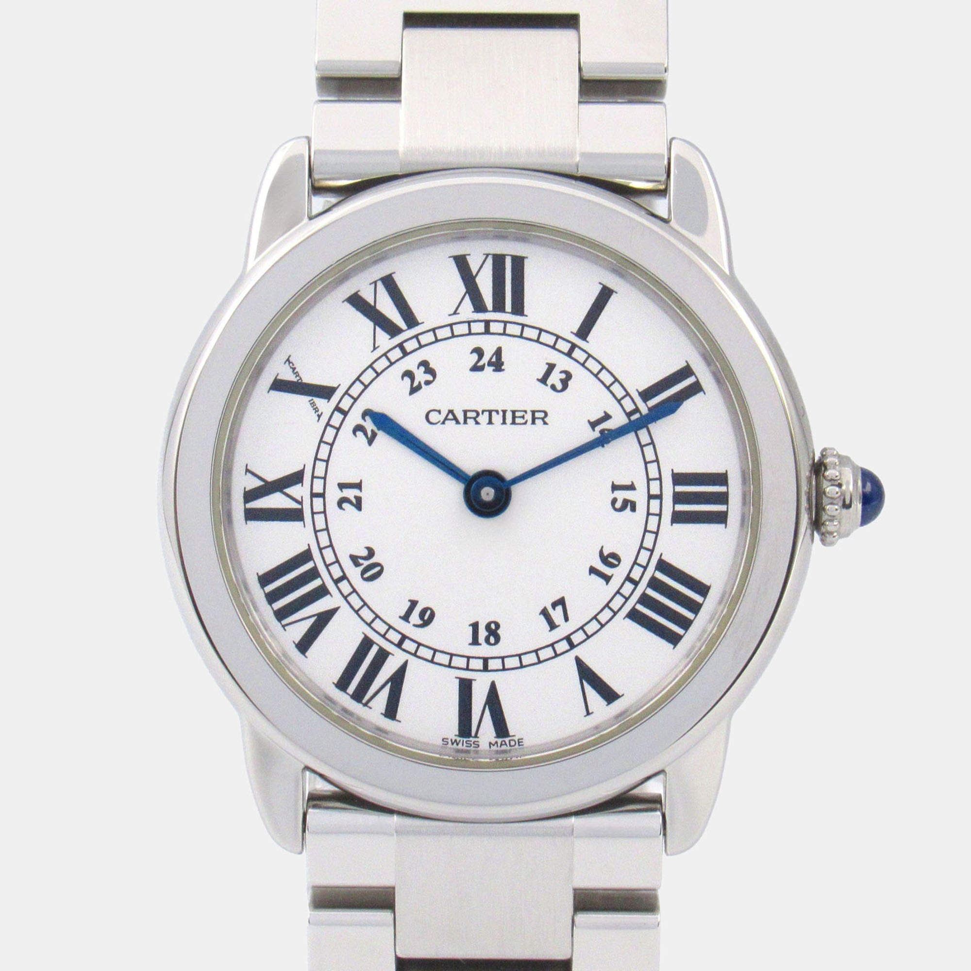 Pre Owned Cartier Ronde Solo W6701004 Quartz White Stainless Steel Women's Wristwatch 29 mm