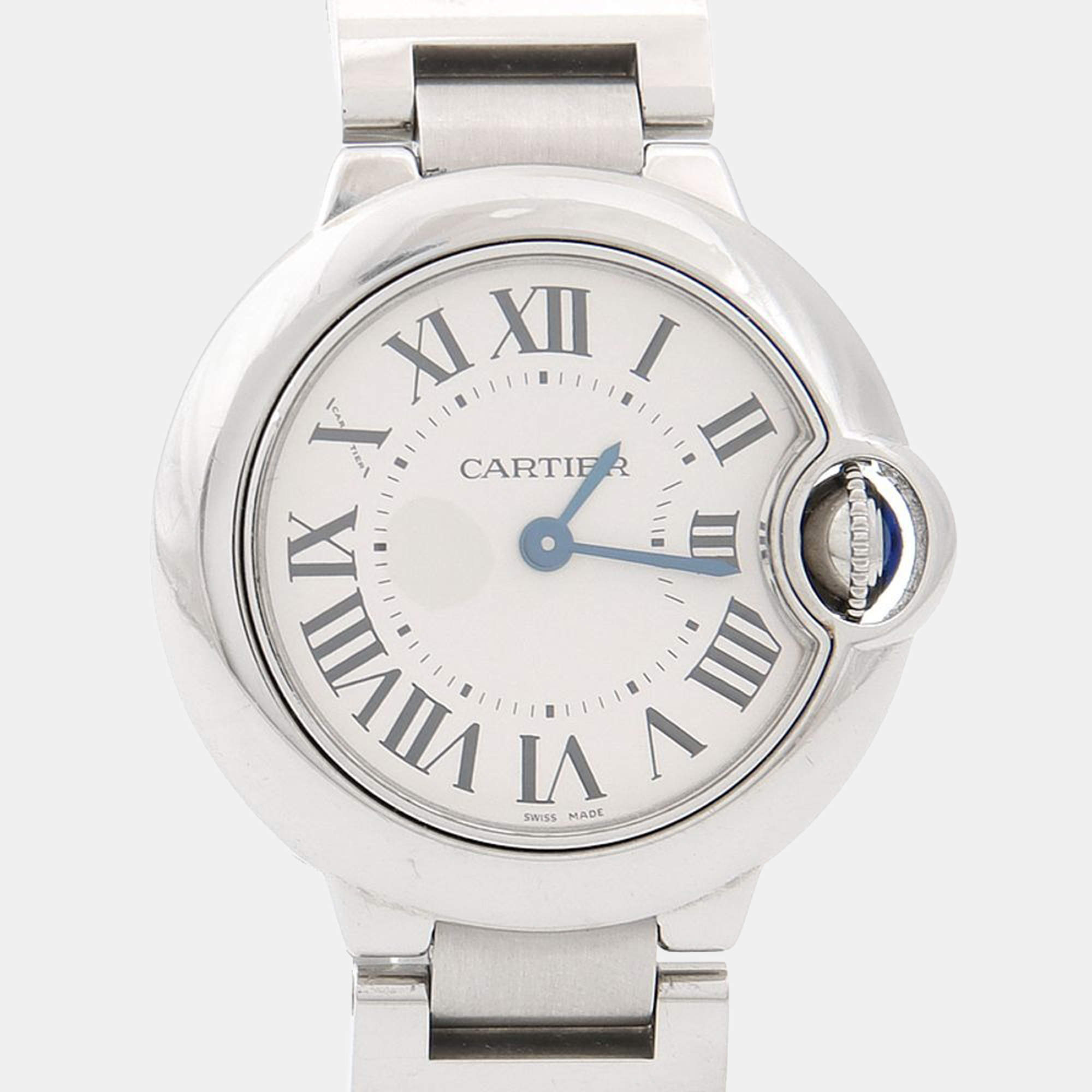 Pre Owned Cartier Ballon Bleu WSBB0067 Quartz Silver Stainless Steel Women's Wristwatch 28mm