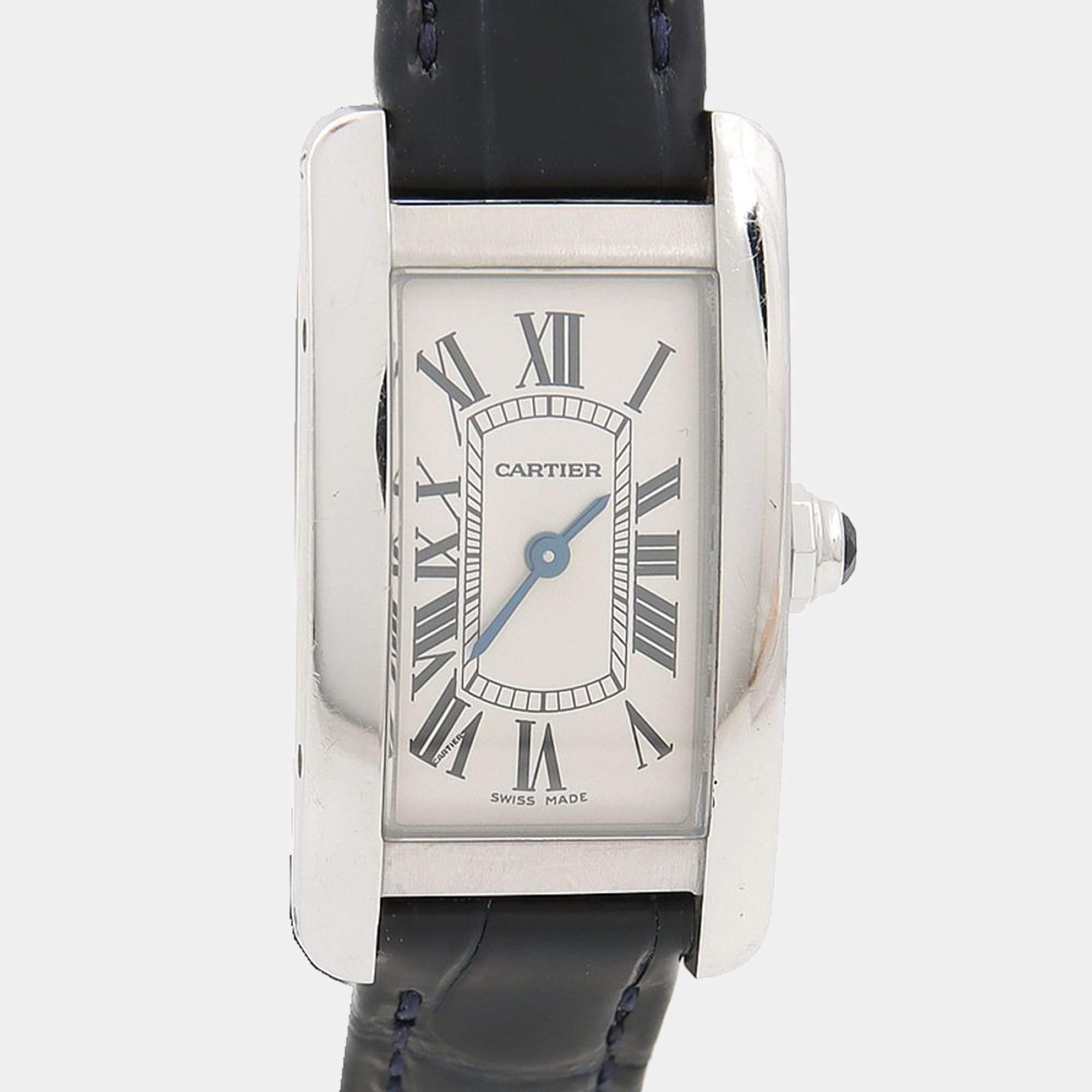 Pre Owned Cartier Tank AmÃ©ricaine WSTA0016 Quartz White Stainless Steel Women's Wristwatch 34mm
