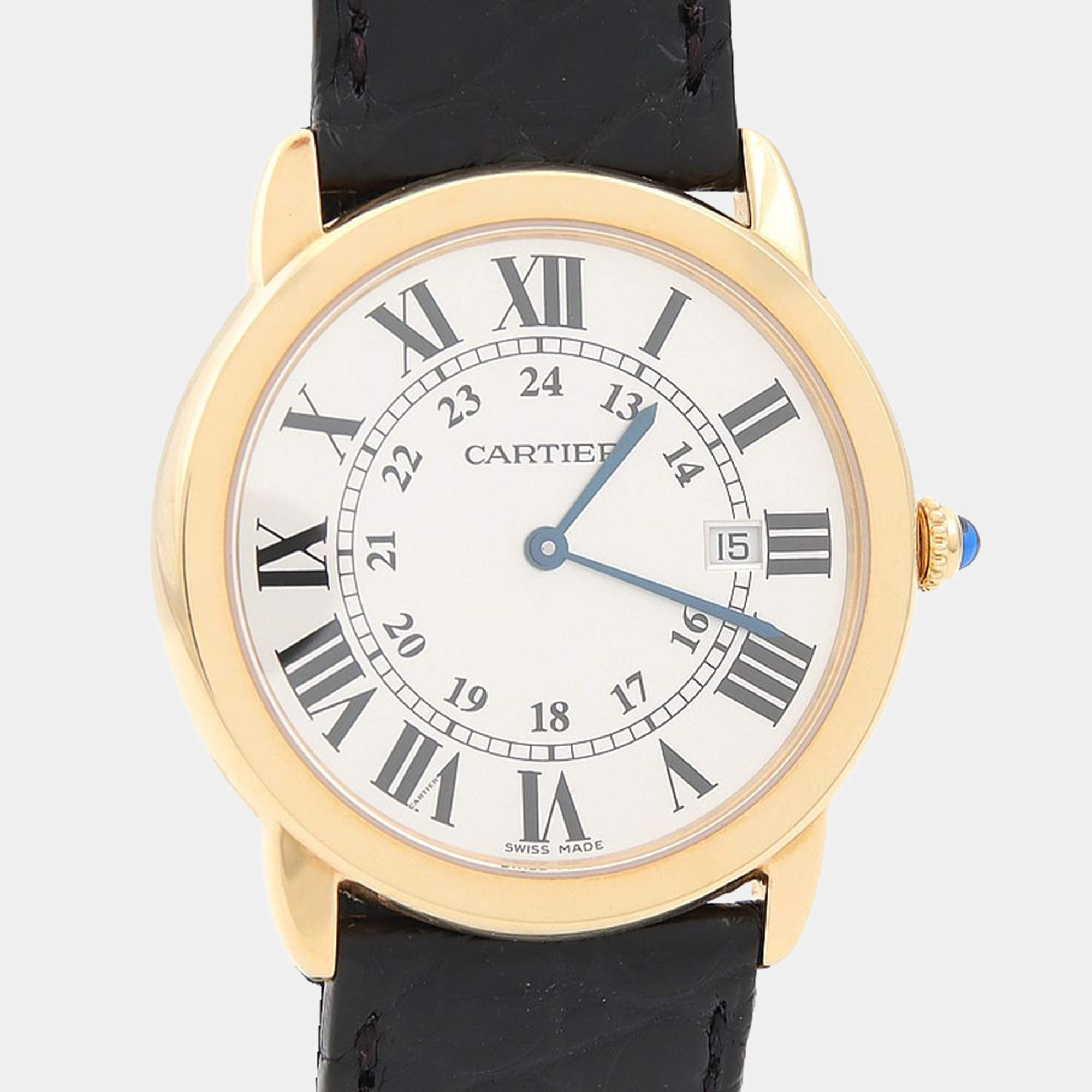 Pre Owned Cartier Ronde Solo W6700455 Quartz White Gold Men's Wristwatch 36mm