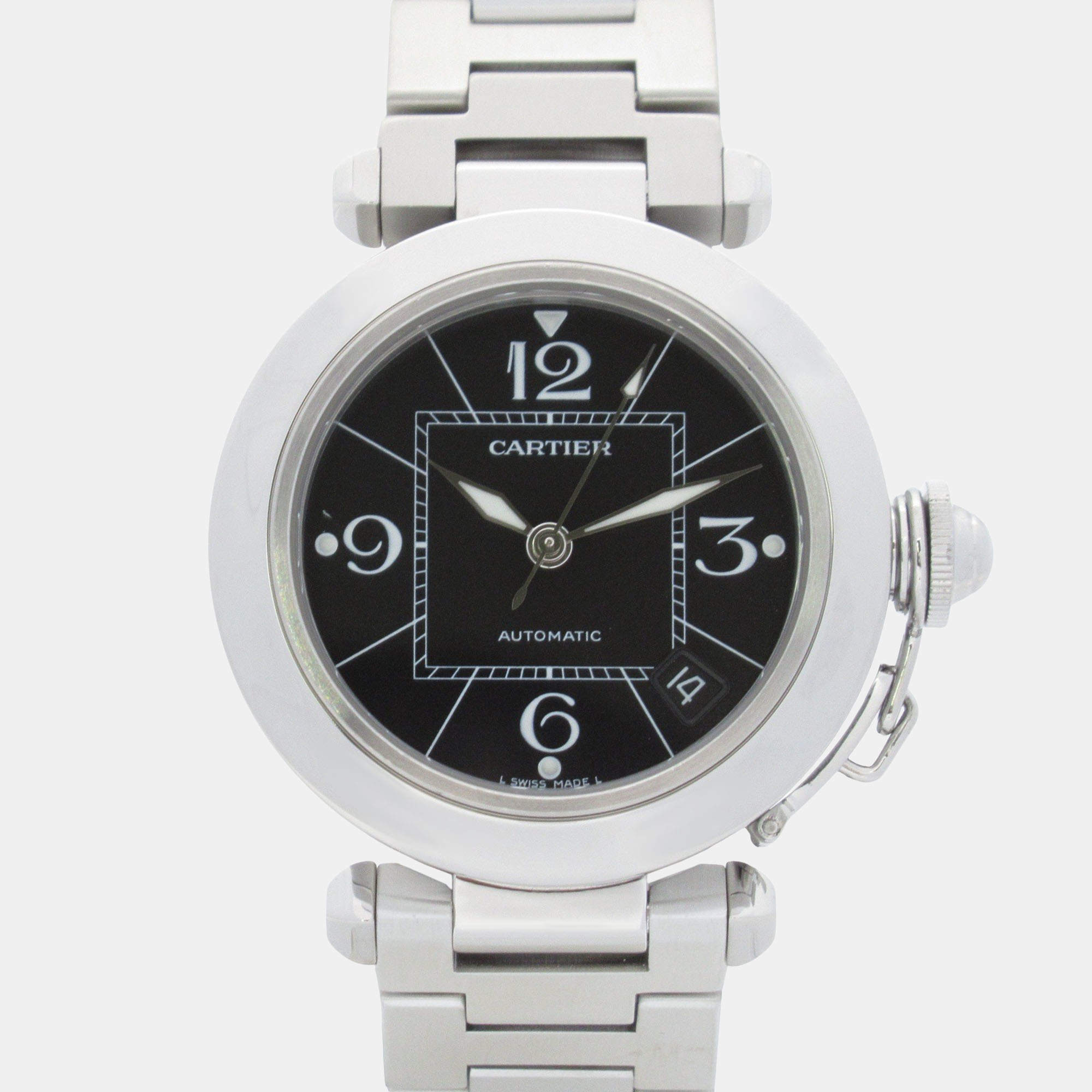 Pre Owned Cartier Pasha C de Cartier W31076M7 Automatic Black Stainless Steel Women's Wristwatch 35 mm