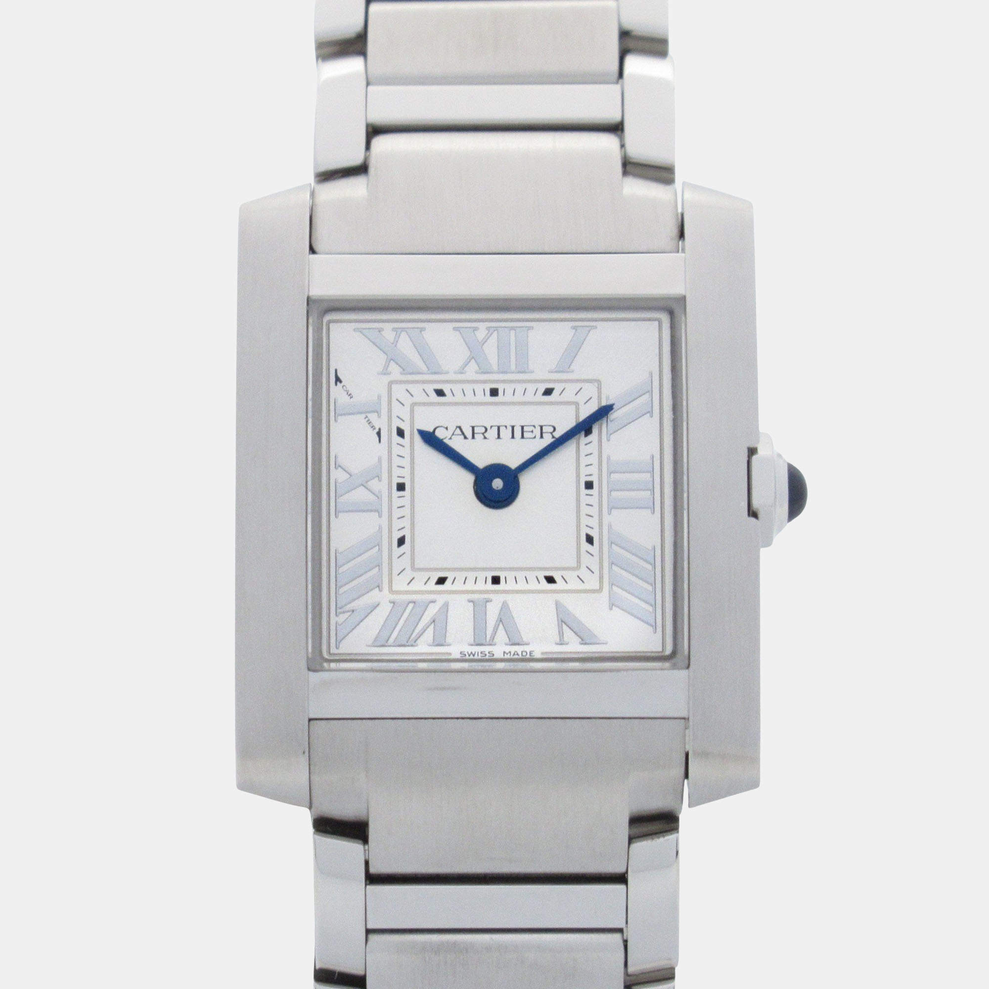 Pre Owned Cartier Tank Francaise WSTA0065 Quartz Silver Stainless Steel Women's Wristwatch 21 mm