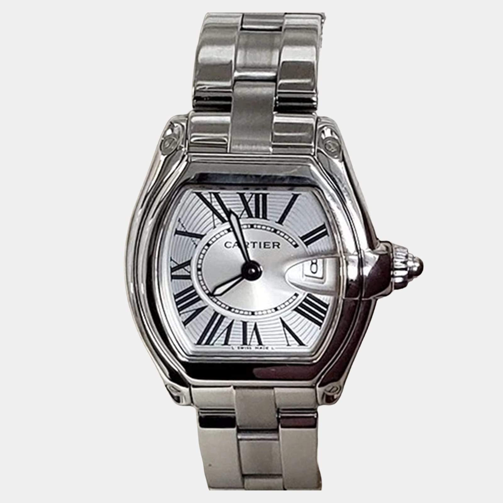 Pre Owned Cartier Roadster W62016V3 Quartz Silver Stainless Steel Women's Wristwatch 30 mm