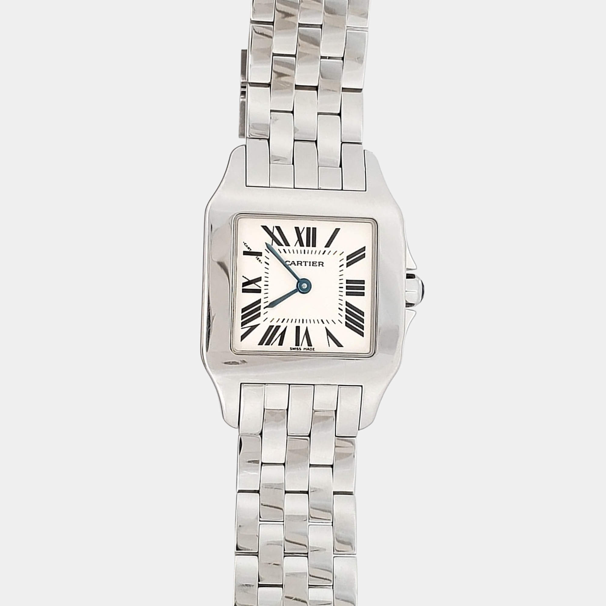Pre Owned Cartier Santos Demoiselle W25065Z5 Quartz White Stainless Steel Women's Wristwatch 26 mm