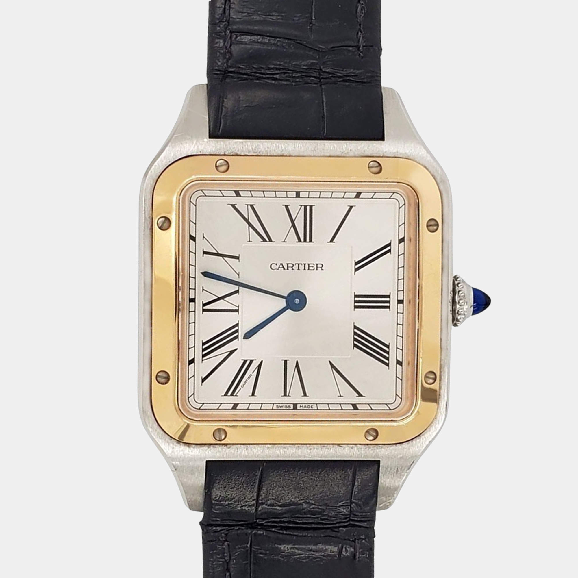Pre Owned Cartier Santos Dumont Large W2SA0011 Quartz 18k Rose Gold Stainless Steel Women's Wristwatch 31 mm