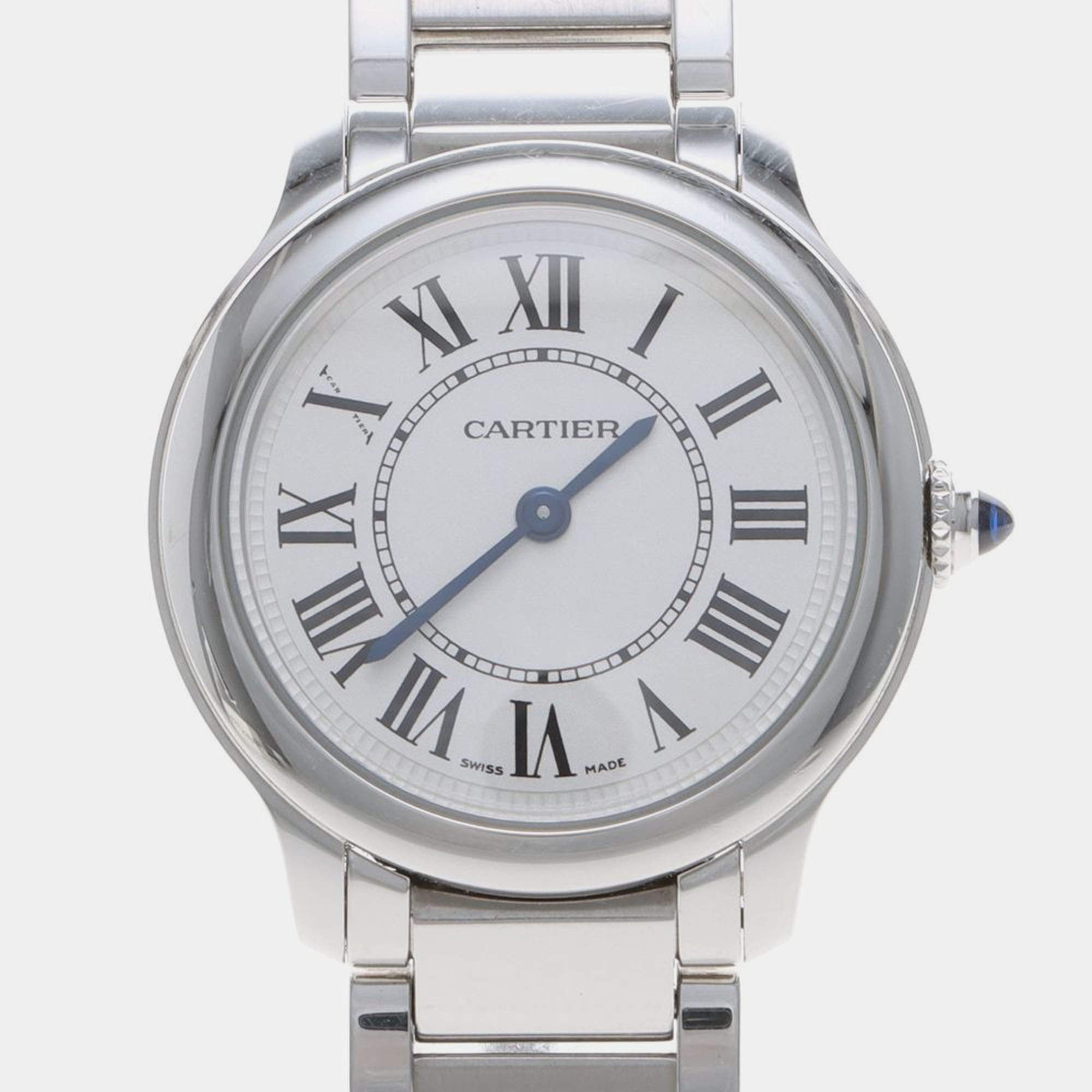Pre Owned Cartier Ronde Must WSRN0033 Quartz Stainless Steel Women's Wristwatch 29 mm