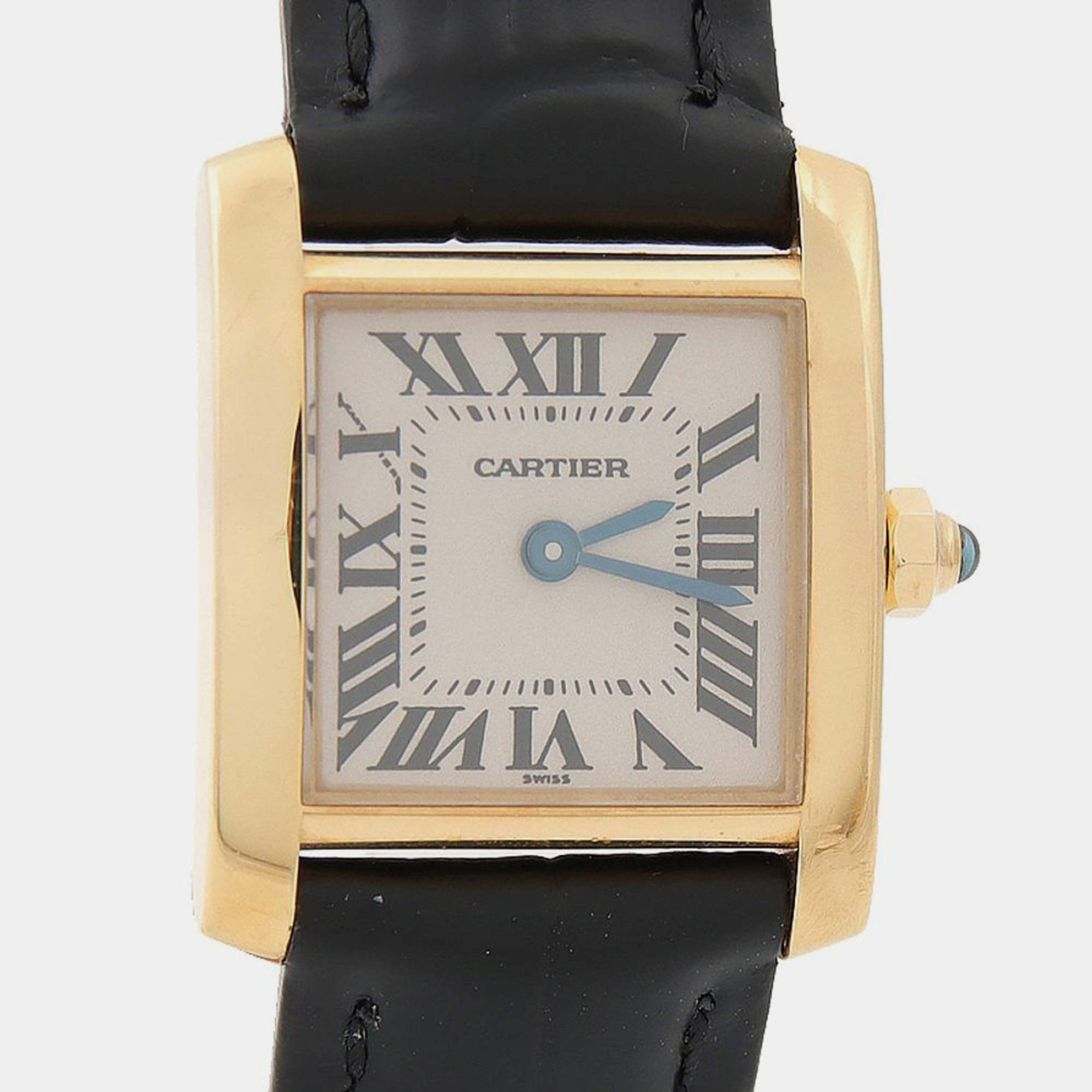 Pre Owned Cartier Tank Francaise W5000256 Quartz Yellow Gold Women's Wristwatch 17.5 mm