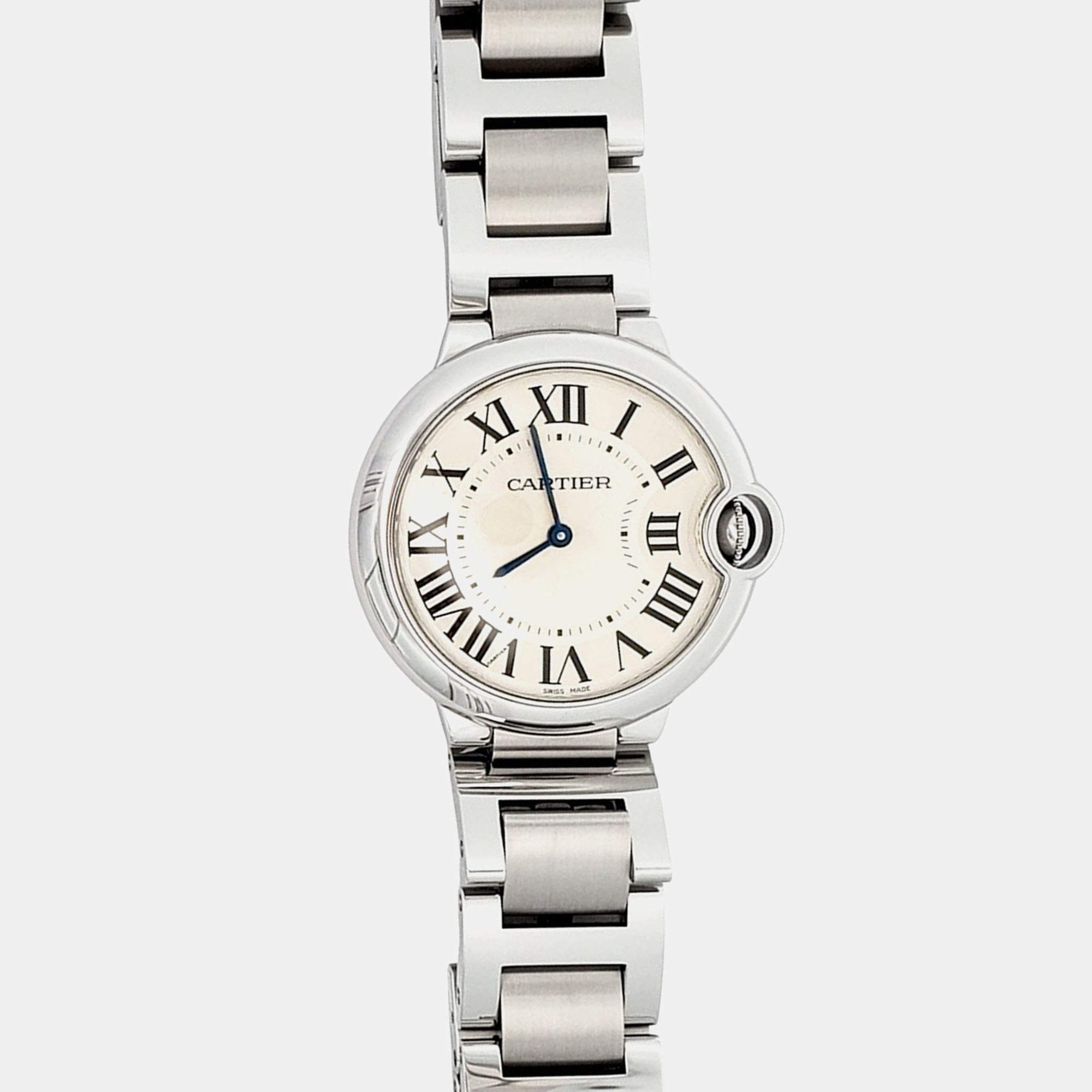 Pre Owned Cartier Ballon Bleu W69011Z4 Quartz Silver Dial Stainless Steel Women's Wristwatch 36 mm