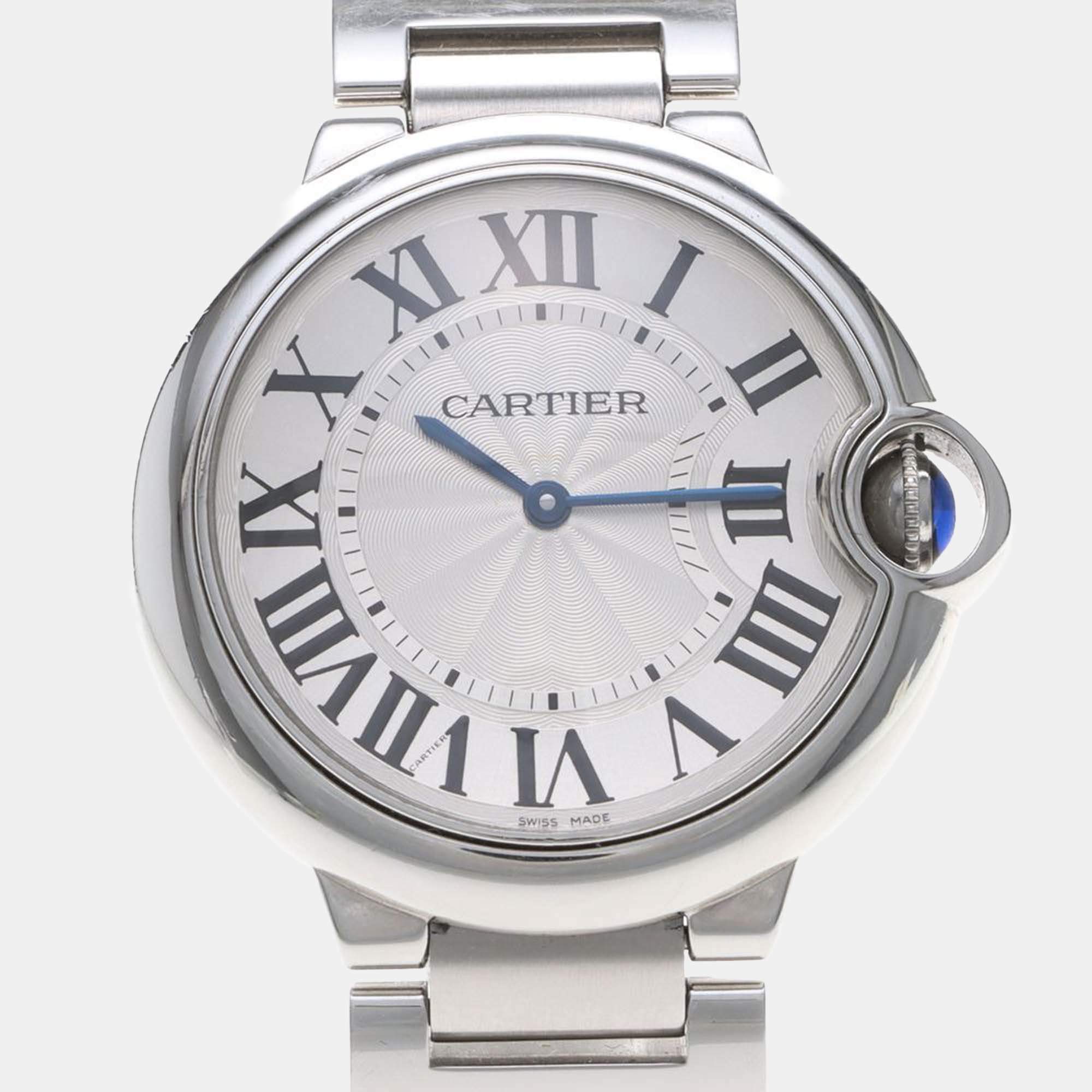 Pre Owned Cartier Ballon Bleu W69011Z4 Automatic Silver Stainless Steel Unisex Wristwatch 42mm