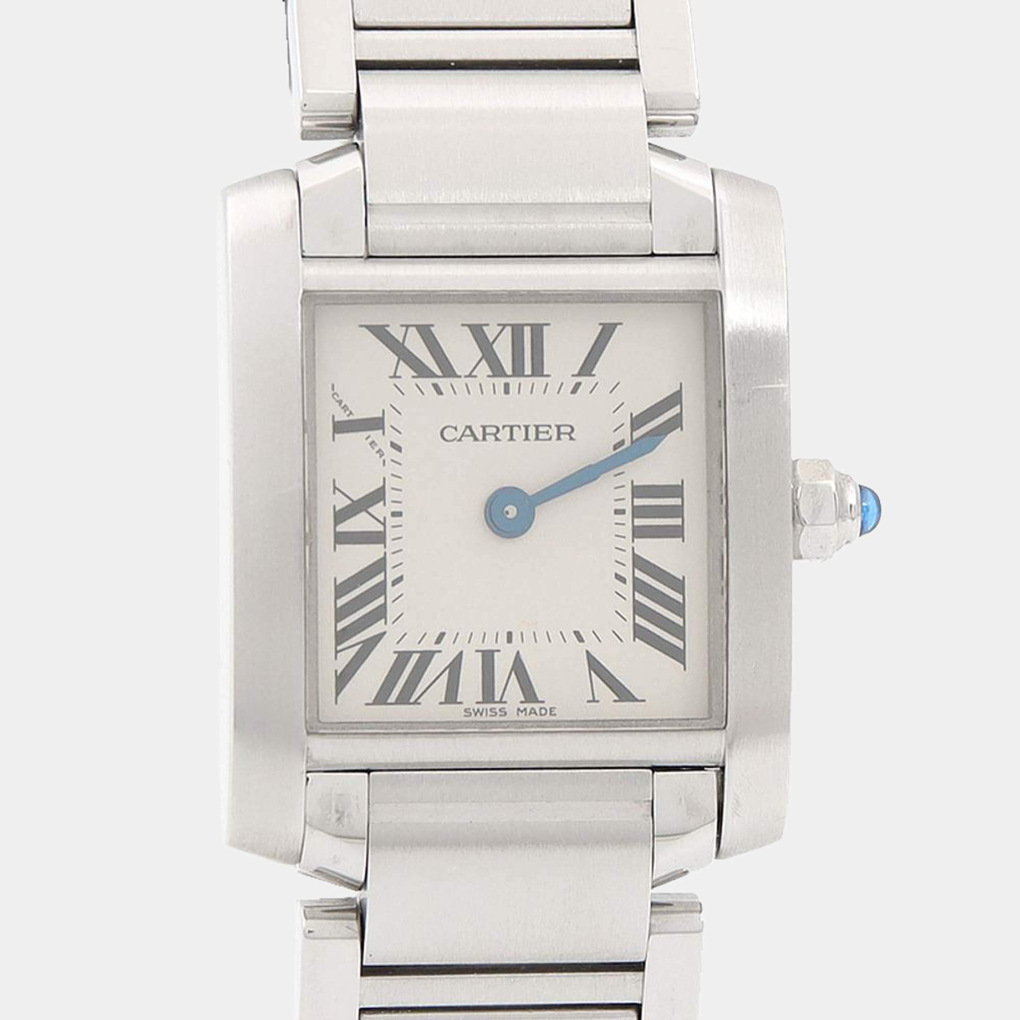 Pre Owned Cartier Tank Franaise W51008Q3 Quartz White Stainless Steel Women's Wristwatch 25mm