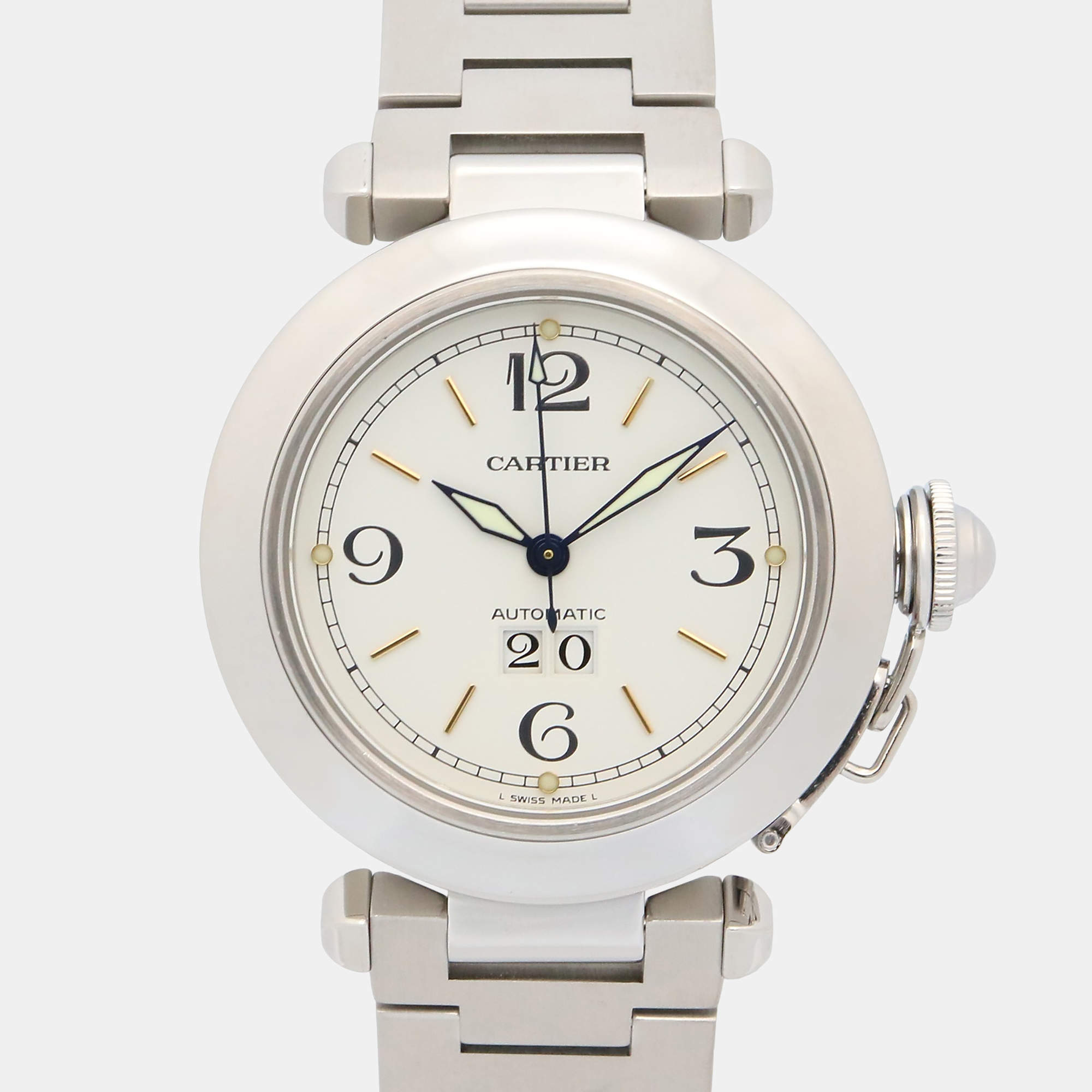 مملوكة مسبقًا Cartier Pasha C de Cartier W31044M7 Automatic Silver Stainless Steel Women's Wristwatch 35 mm