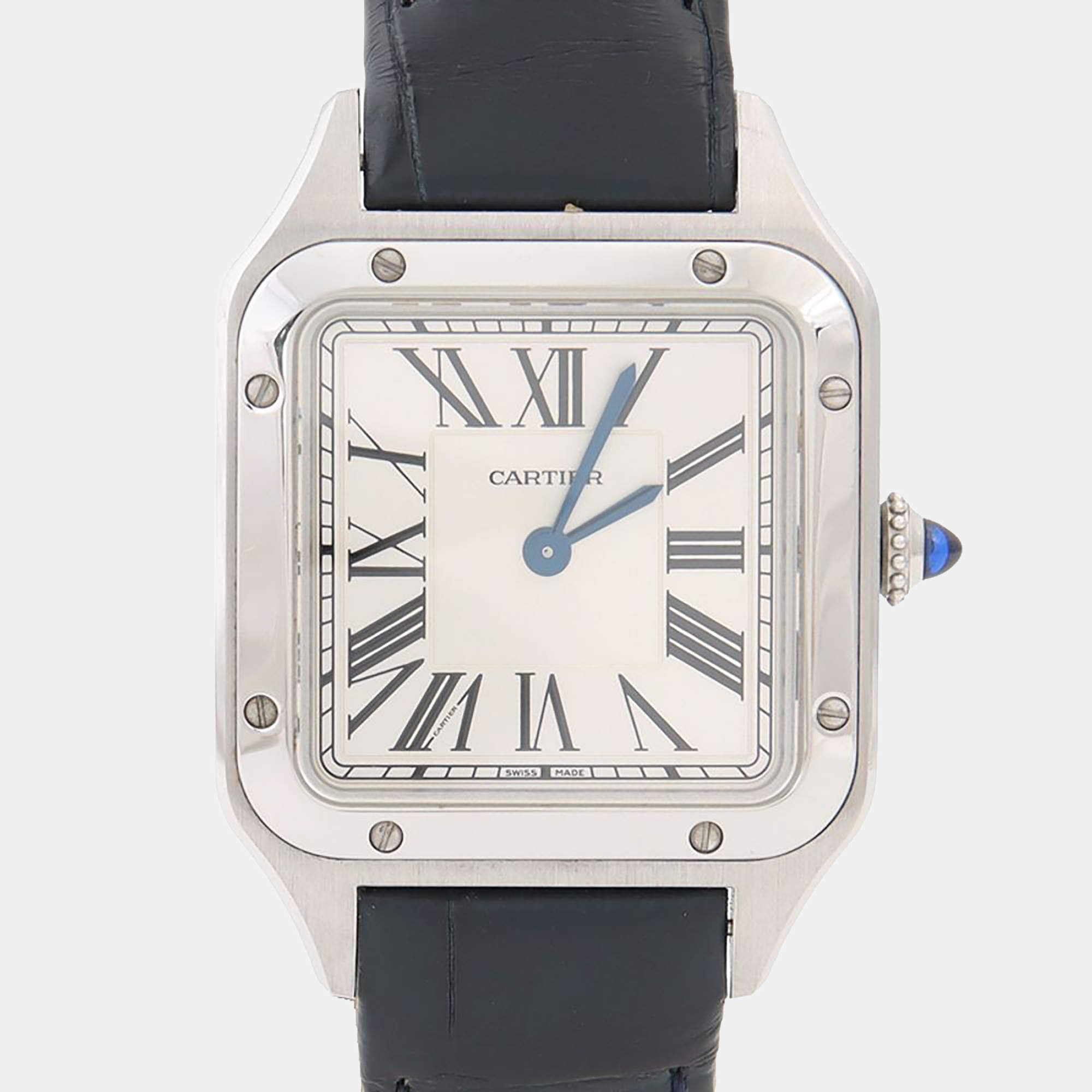 مملوكة مسبقًا Cartier Santos Dumont WSSA0023 Quartz White Stainless Steel Women's Wristwatch 38mm