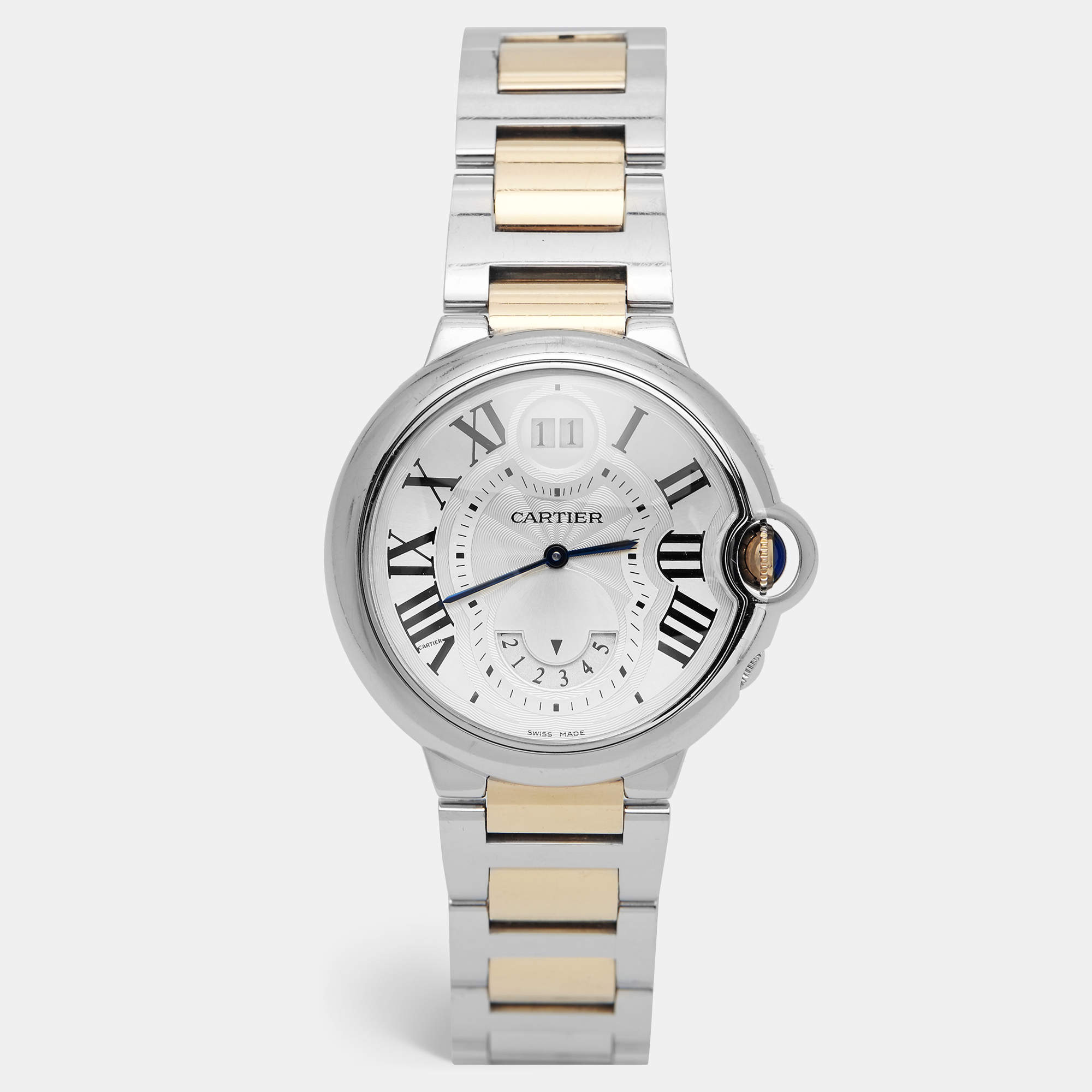 مملوكة مسبقًا Cartier Ballon Bleu GMT W6920011 Silver Dial 18K Rose Gold Stainless Steel Unisex Wristwatch 38.50 mm