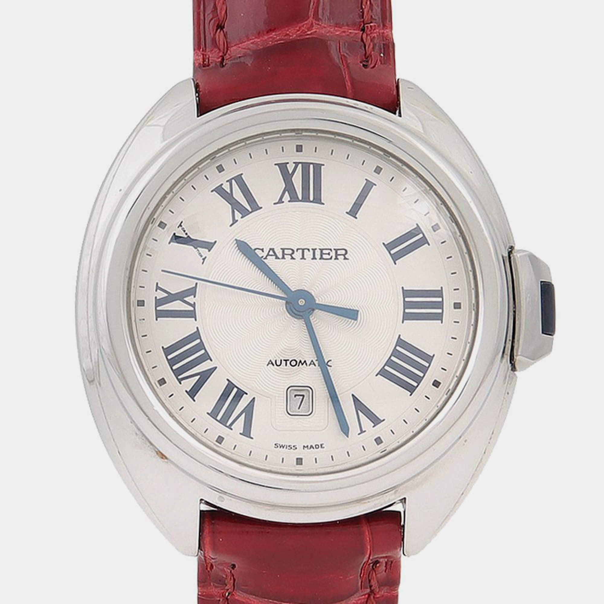 Pre Owned Cartier Cle de Cartier WSCL0016 Automatic Silver Dial Stainless Steel Women's Wristwatch 31mm