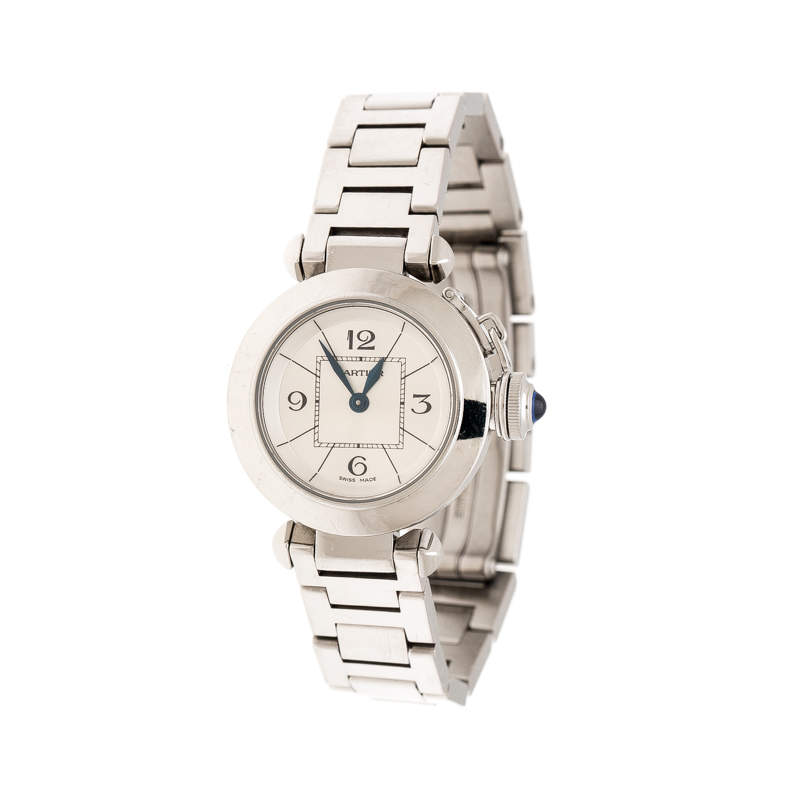 Pre Owned Cartier Silver Stainless Steel Pasha de Cartier 2973 Women's Wristwatch 27 mm