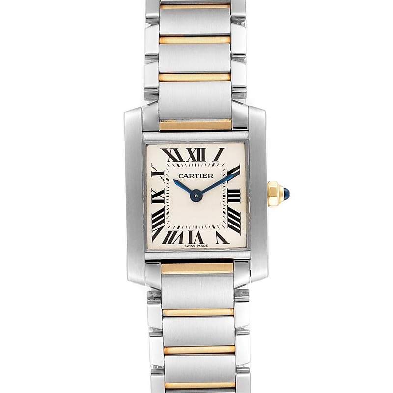 Cartier Silver 18K Yellow Gold Stainless Steel Tank Francaise W51007Q4 Women's Wristwatch 20X25MM