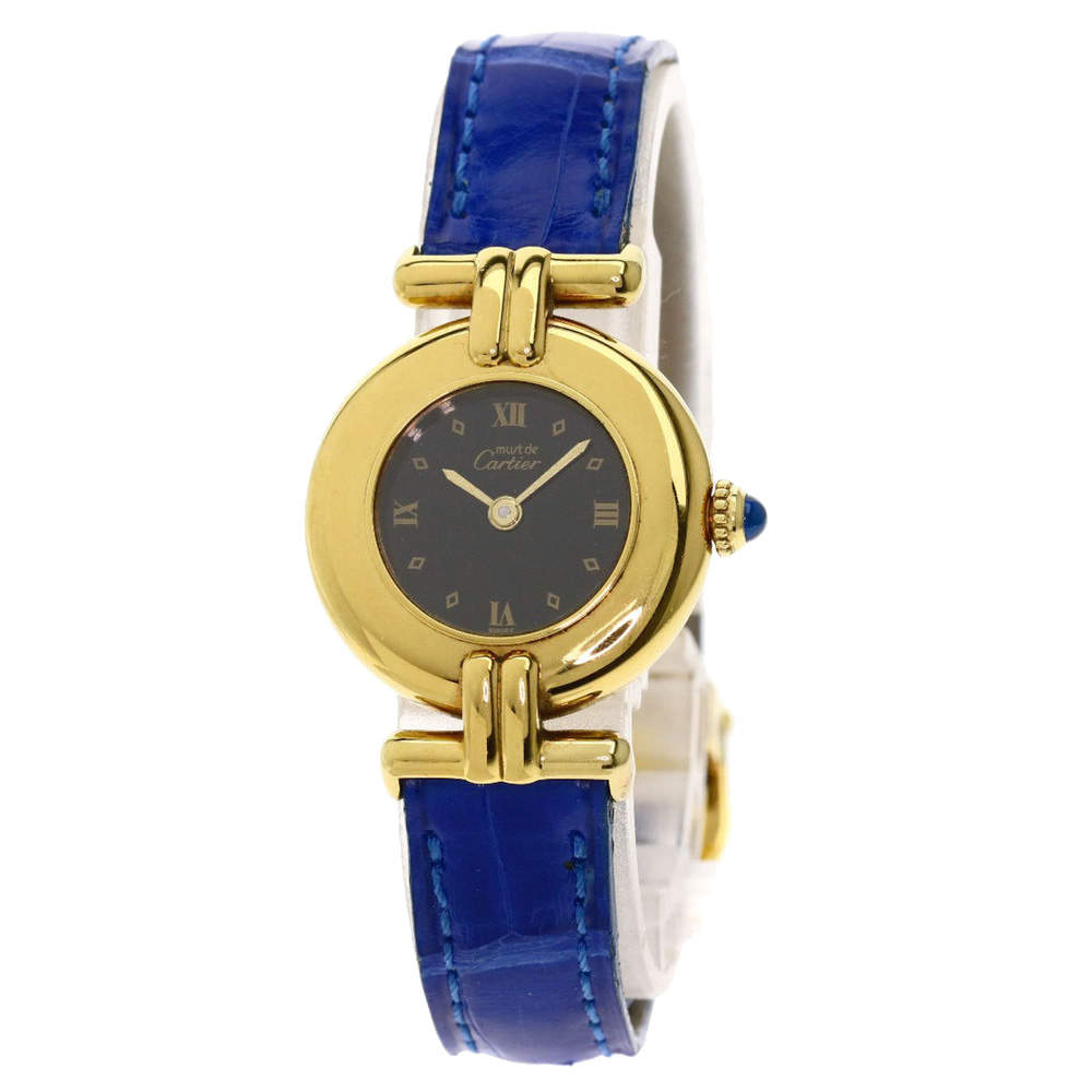 Cartier Black Gold Plated Stainless Steel Vermeil Quartz Women's Wristwatch 23.5 MM