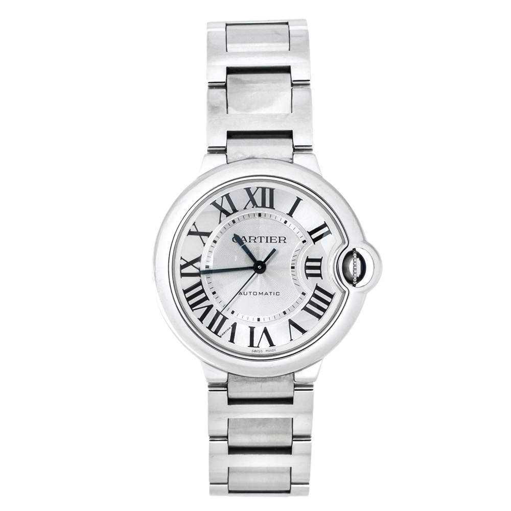 Cartier Silver Stainless Steel Ballon Bleu 3284 Women's Wristwatch 36 mm