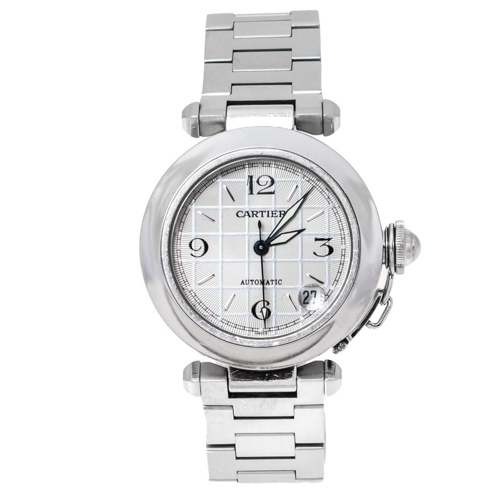 Pre Owned Cartier White Stainless Steel Pasha de Cartier 2324 Women's Wristwatch 35 mm