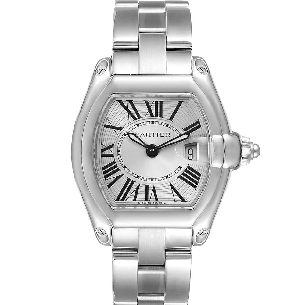 Cartier Silver Stainless Steel Roadster W62016V3 Women's Wristwatch 36 x 30 MM