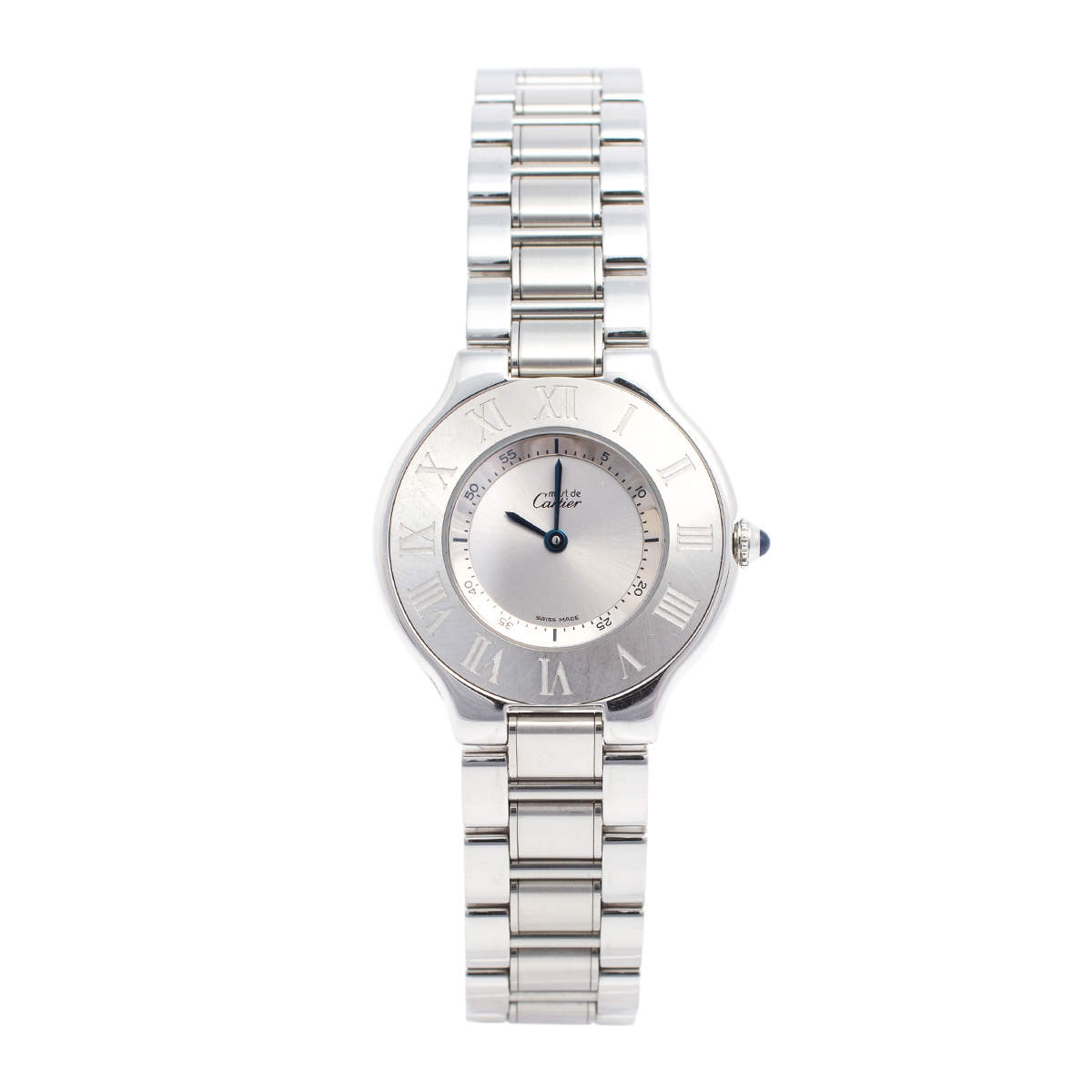 Pre Owned Cartier Silver Stainless Steel Must de Cartier 21 1330 Women's Wristwatch 31 mm