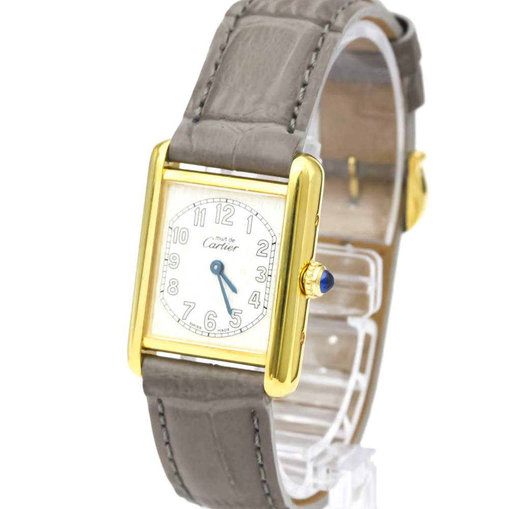 Pre Owned Cartier White Gold Plated Must Tank Quartz Women's Wristwatch 22 MM