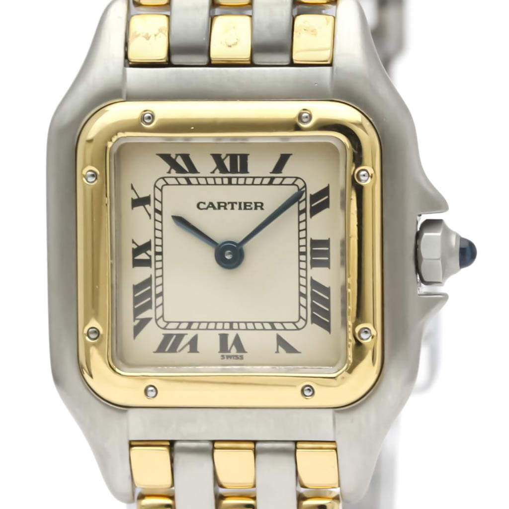 مملوكة مسبقًا Cartier Silver 18K Yellow Gold And Stainless Steel Panthere Quartz Women's Wristwatch 22 mm