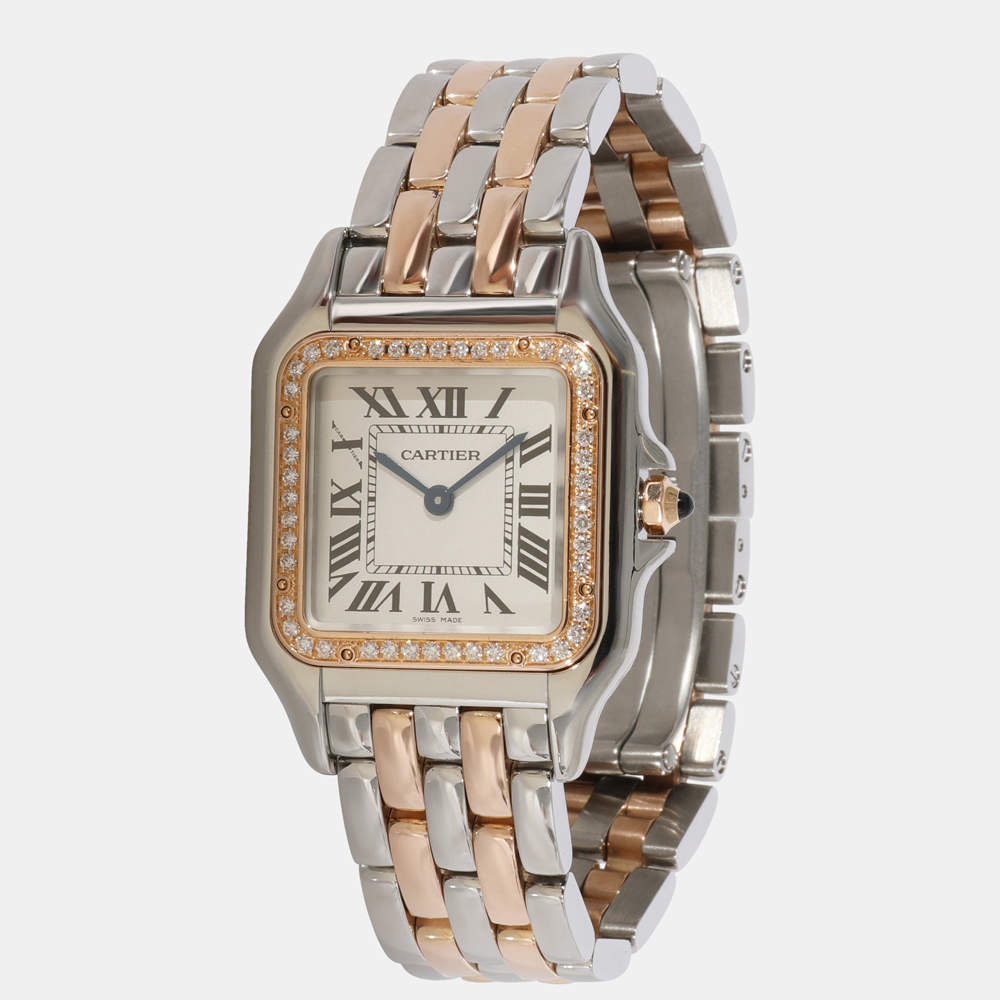مملوكة مسبقًا Cartier Silver Rose Gold And Stainless Steel  Panthere W3PN0007 Quartz Women's Wristwatch 27 mm