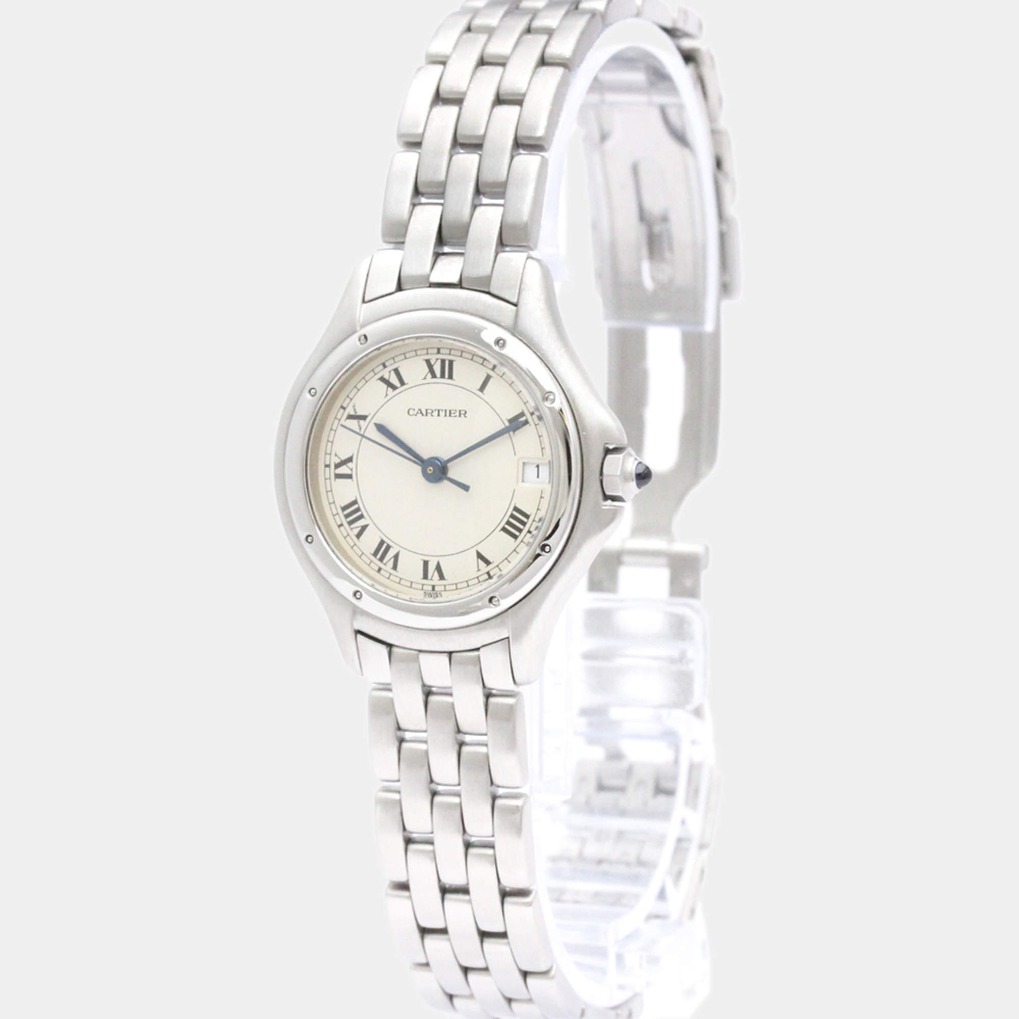 Pre Owned Cartier Silver Stainless Steel Panthere Cougar Quartz Women's Wristwatch 26 mm
