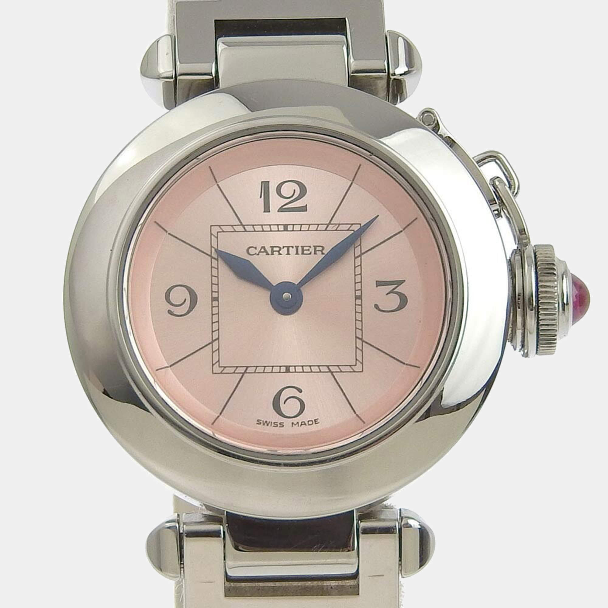 Cartier Pink Stainless Steel Miss Pasha Women s Wristwatch 29 mm