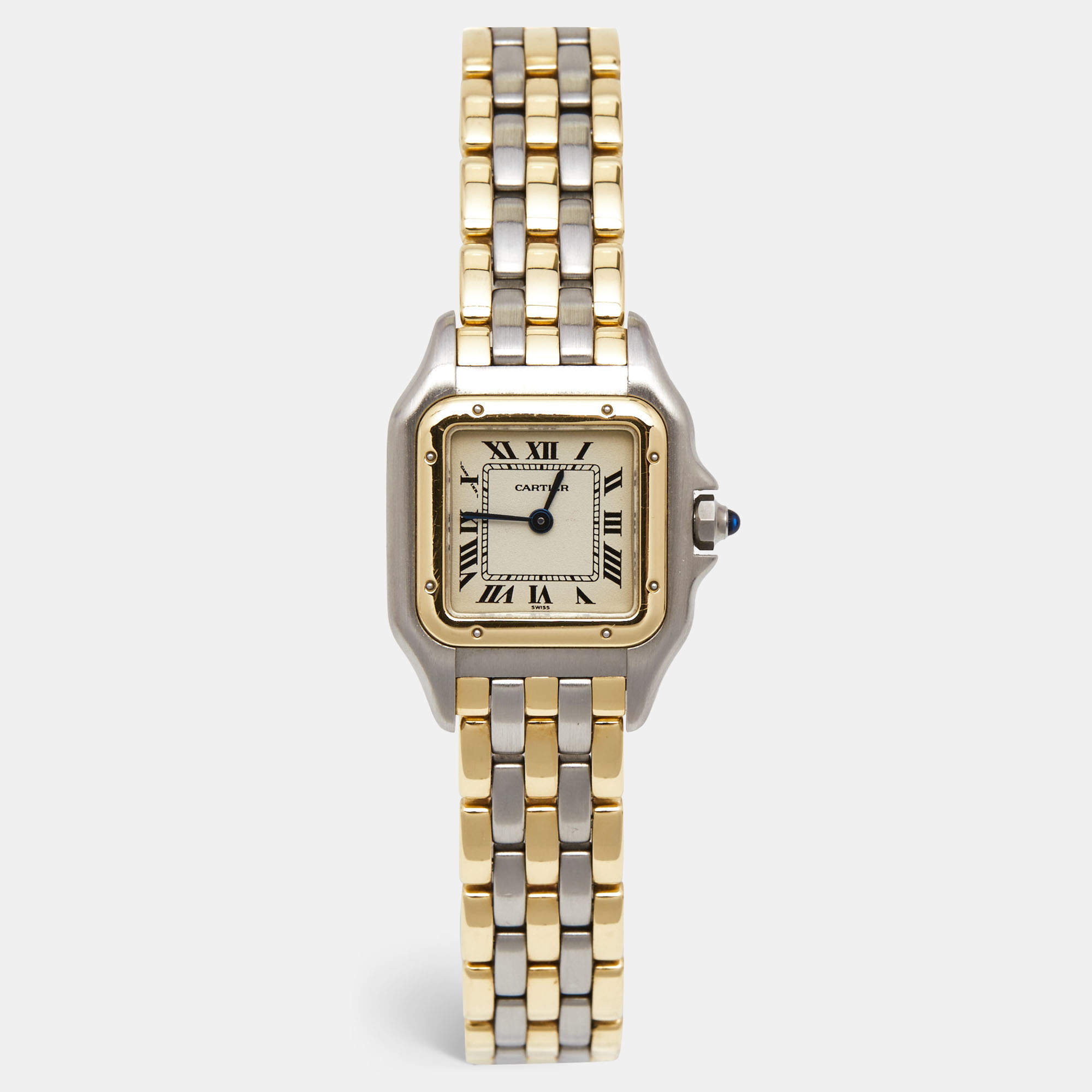 مملوكة مسبقًا Cartier Cream 18K Yellow Gold Stainless Panthere 112000R Women's Wristwatch 23 mm