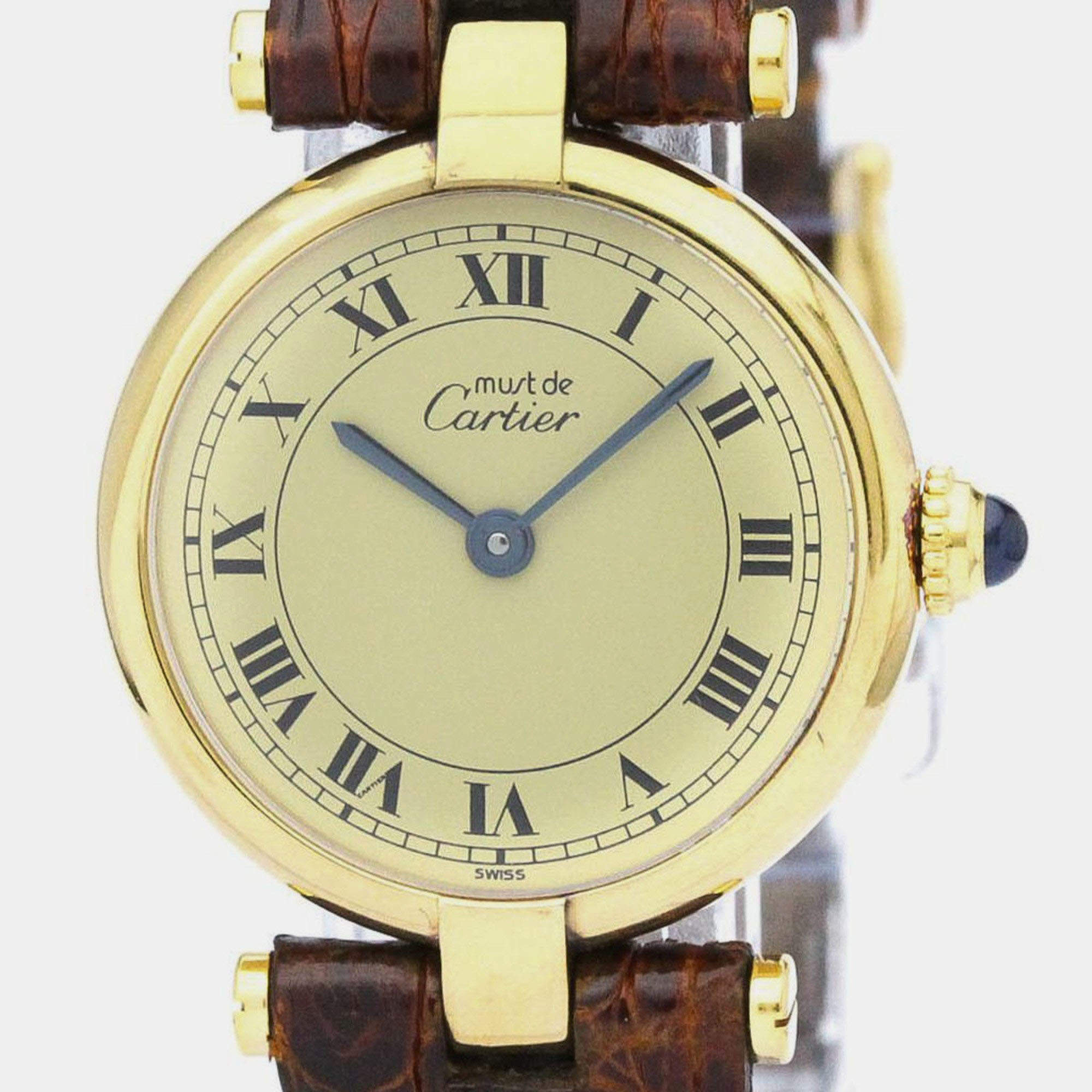 مملوكة مسبقًا Cartier Ivory Yellow Gold Plated Must de Cartier Quartz Women's Wristwatch 24 mm
