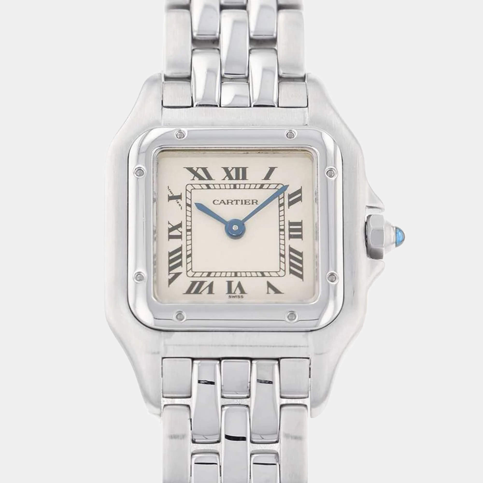 Pre Owned Cartier Silver Stainless Steel Panthere W25033P5 Quartz Women's Wristwatch 22 mm