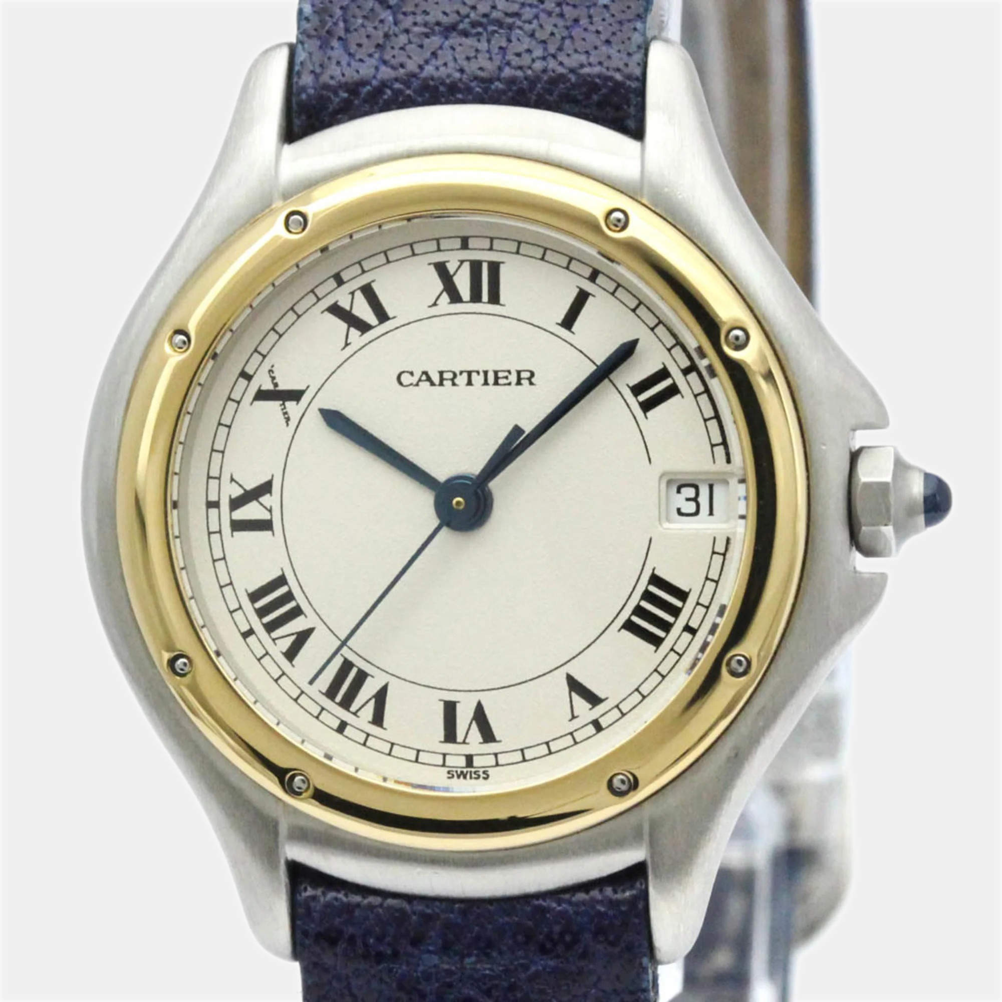 مملوكة مسبقًا Cartier Silver 18k Yellow Gold And Stainless Steel Panthere Cougar Quartz Women's Wristwatch 26 mm