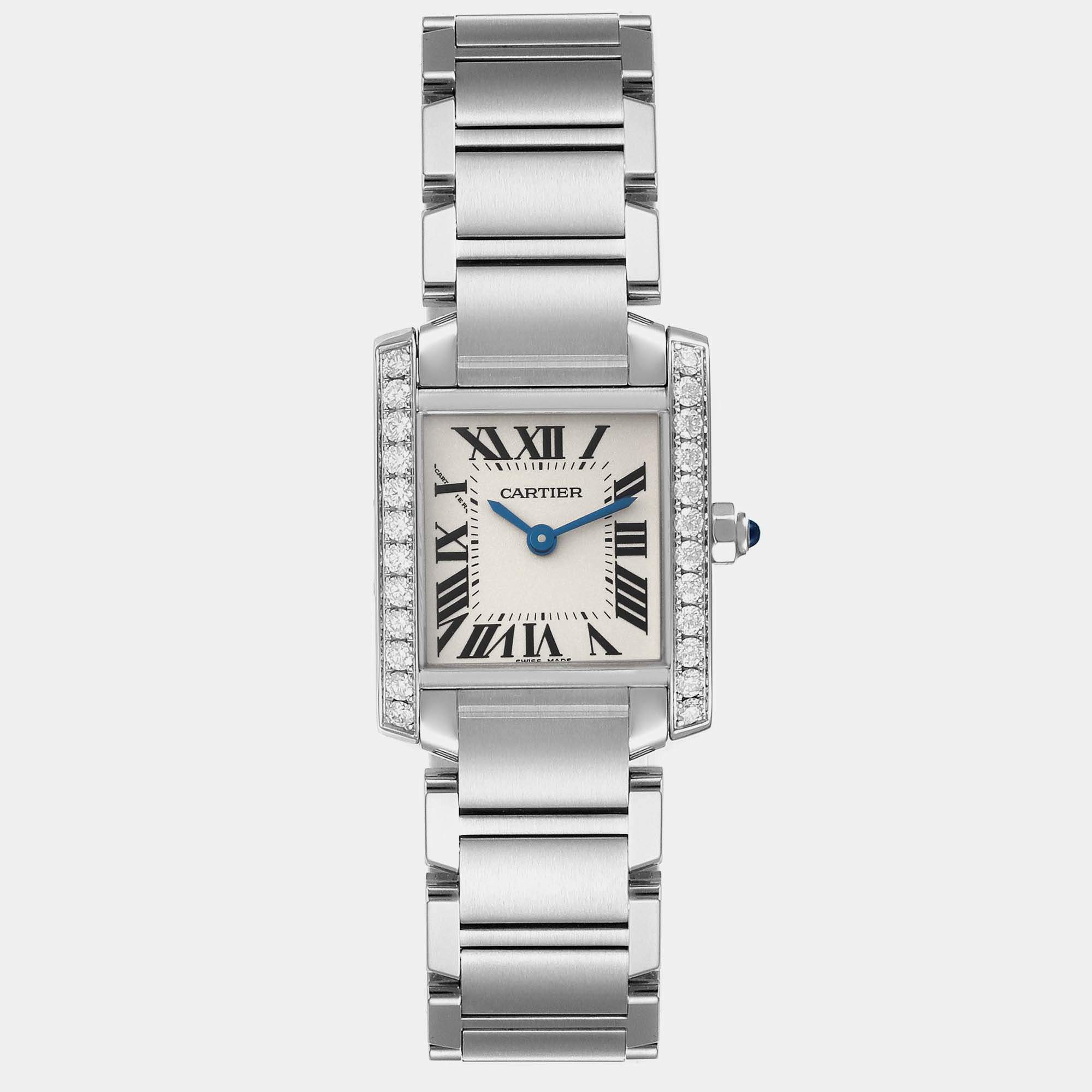 Cartier Tank Francaise Small Steel Diamond Bezel Ladies Watch W4TA0008 20 mm x 25 mm