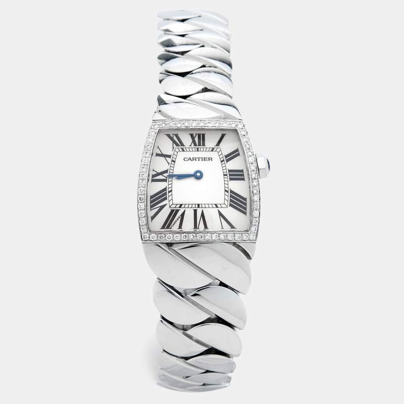 Cartier Silver Stainless Steel Diamond La Dona W660022I Women's Wristwatch 28 mm