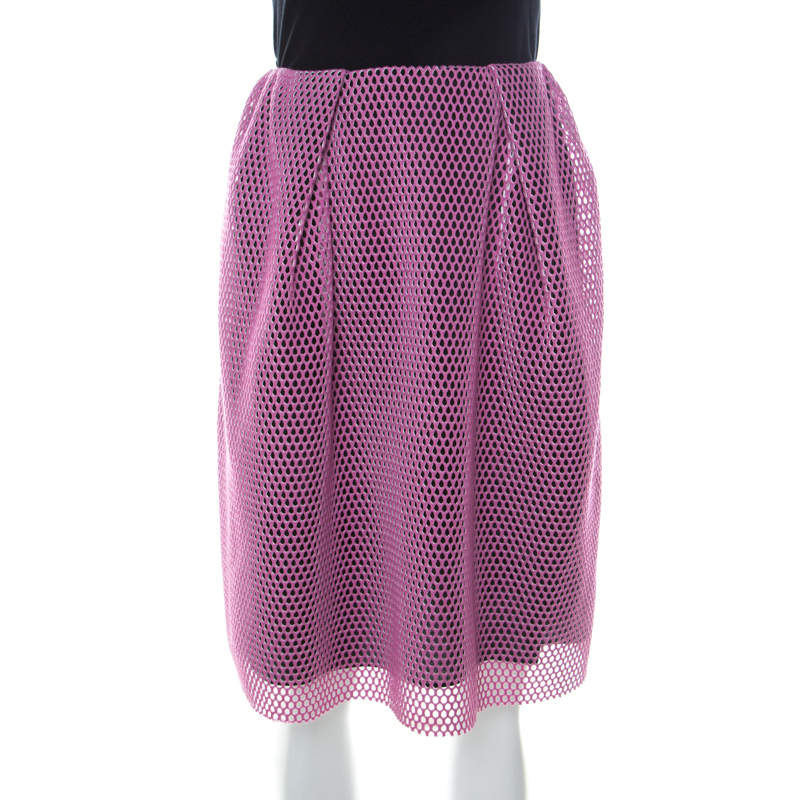 Carven Pink & Black Mesh Layered Skirt M
