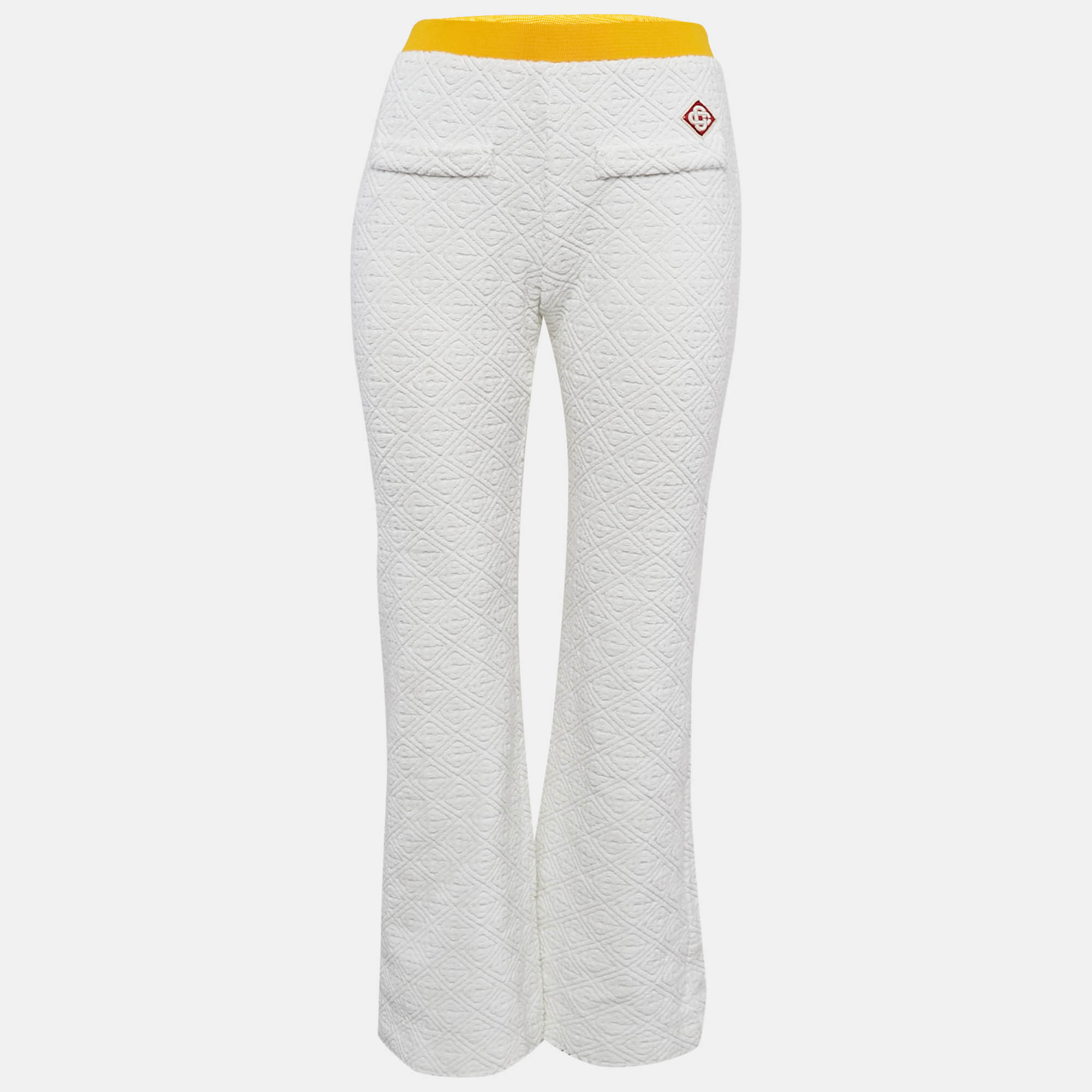 Casablanca White Monogram Embossed Terry Track Pants S