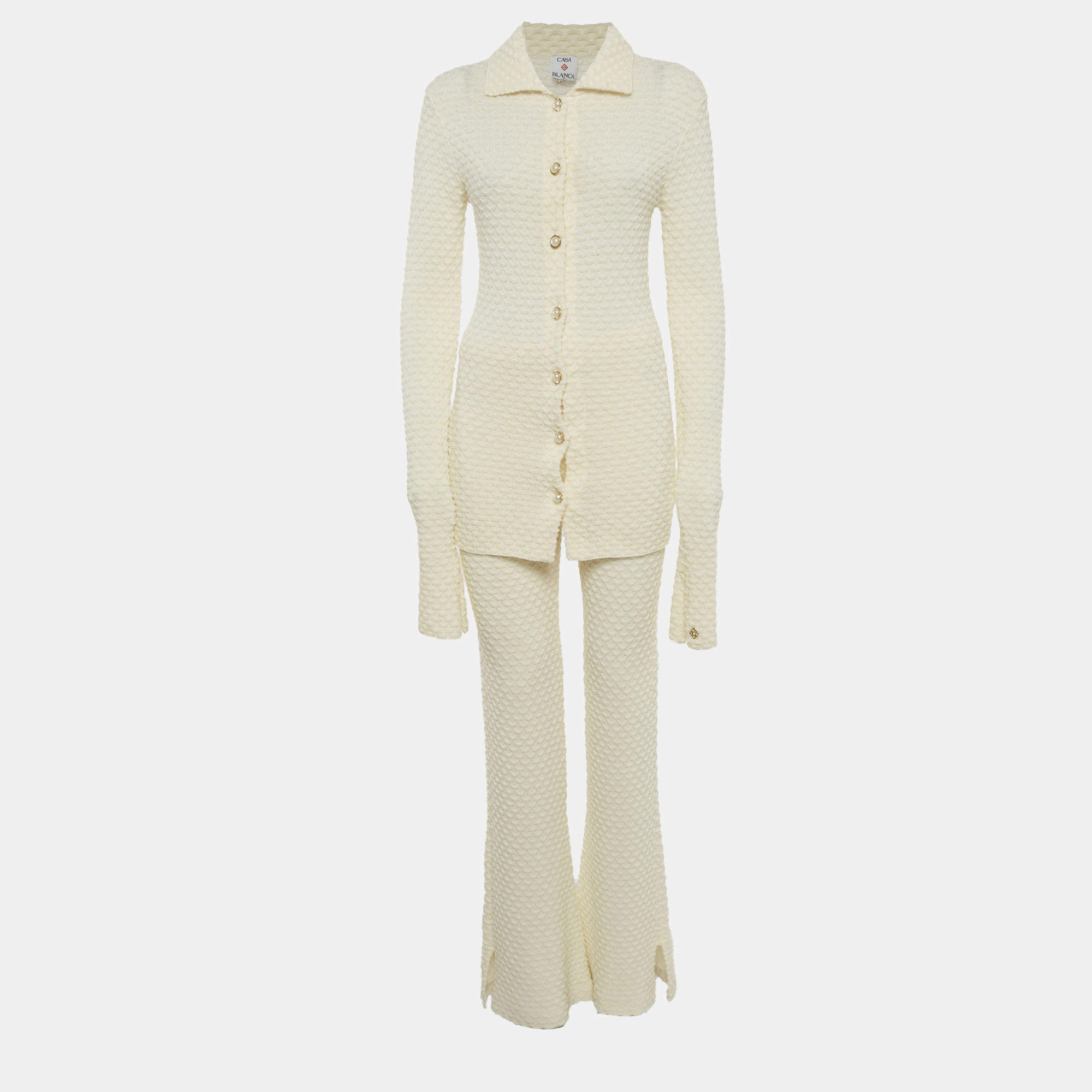 Pre Owned Casablanca Off White Knit Co-ord Set S