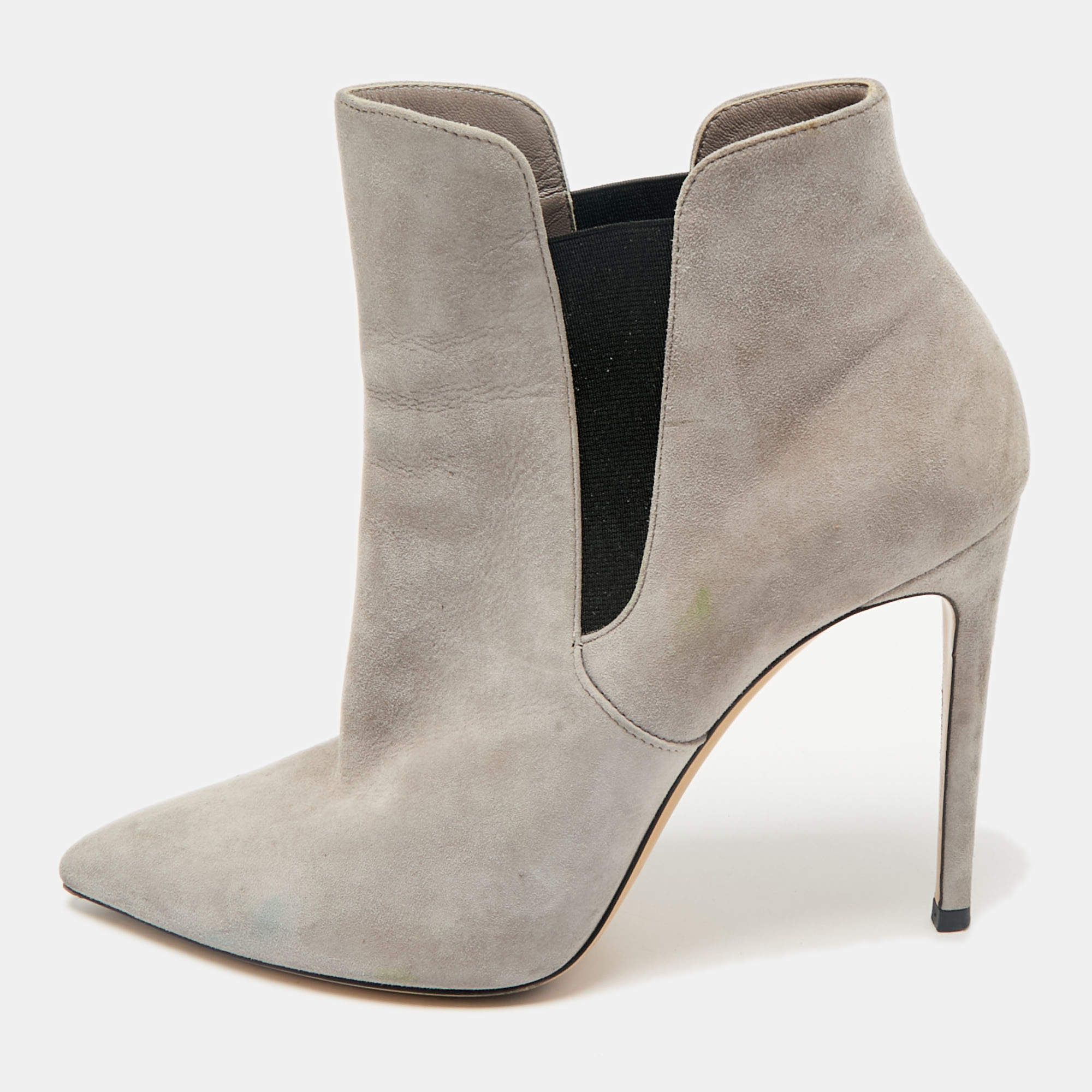 Casadei Grey Suede Pointed Toe Ankle Length Boots Size 39