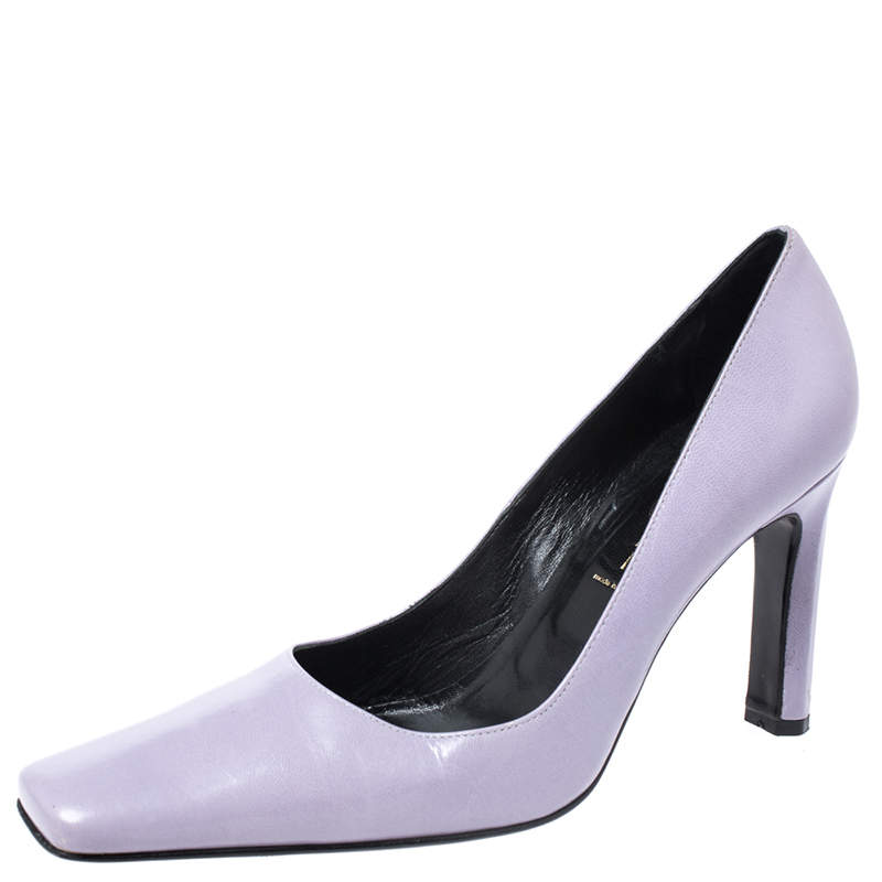 Casadei Lilac Leather Square Toe Pumps Size 38