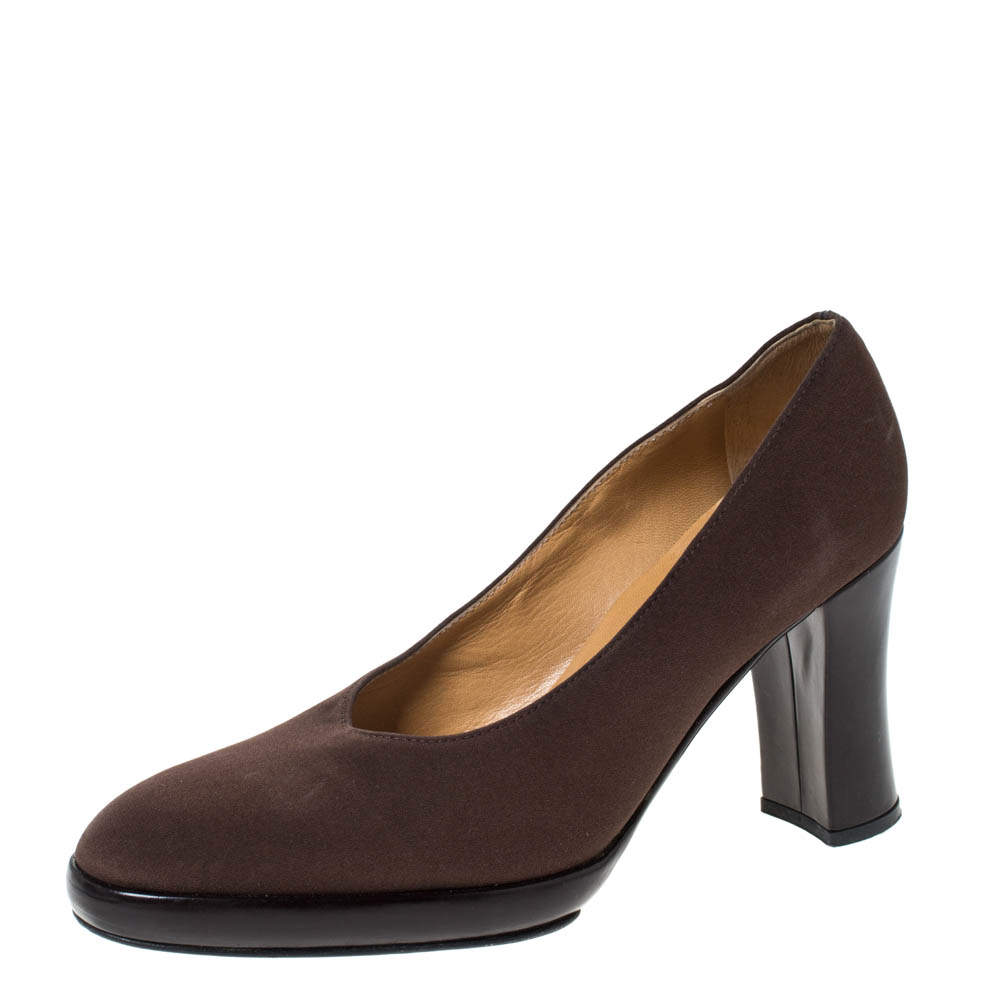 Casadei Brown Fabric Platform Pumps Size 35