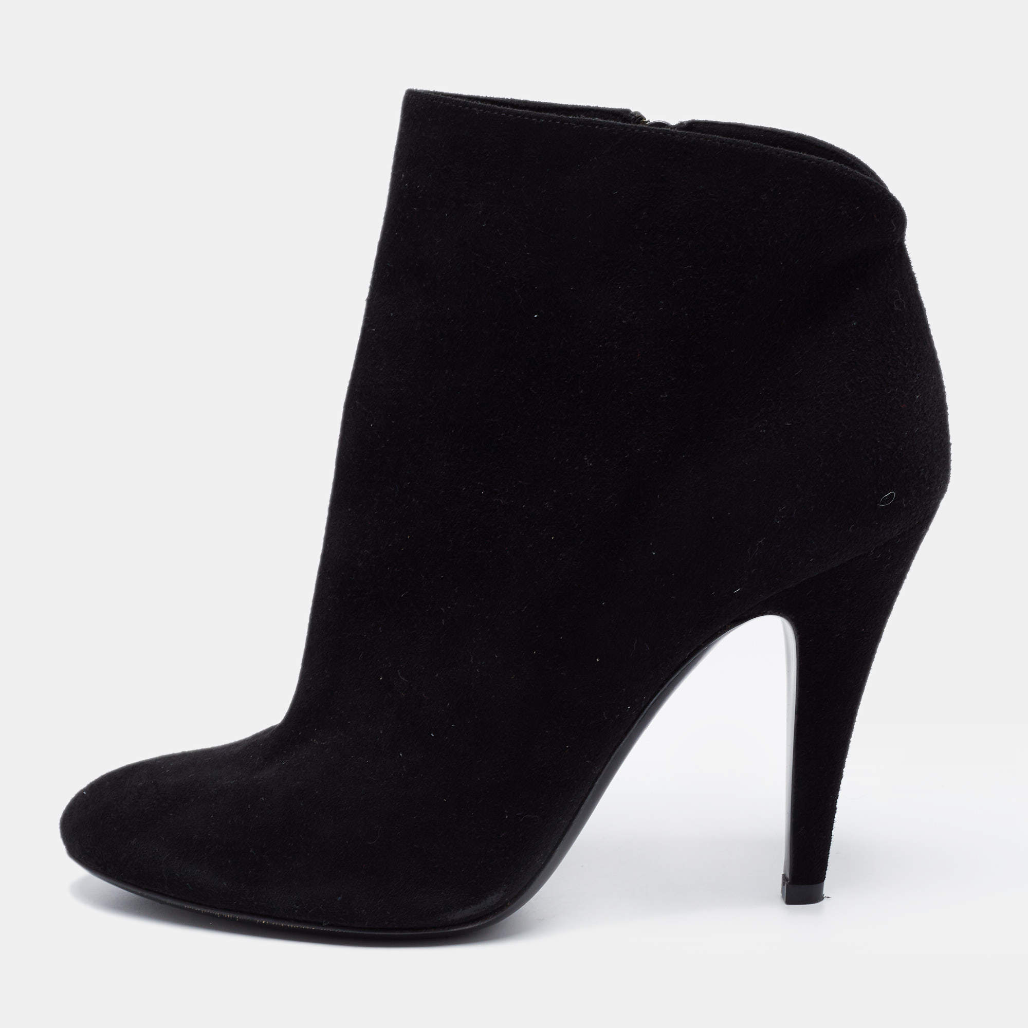 Pre Owned Casadei Black Suede Ankle Boots Size 36.5