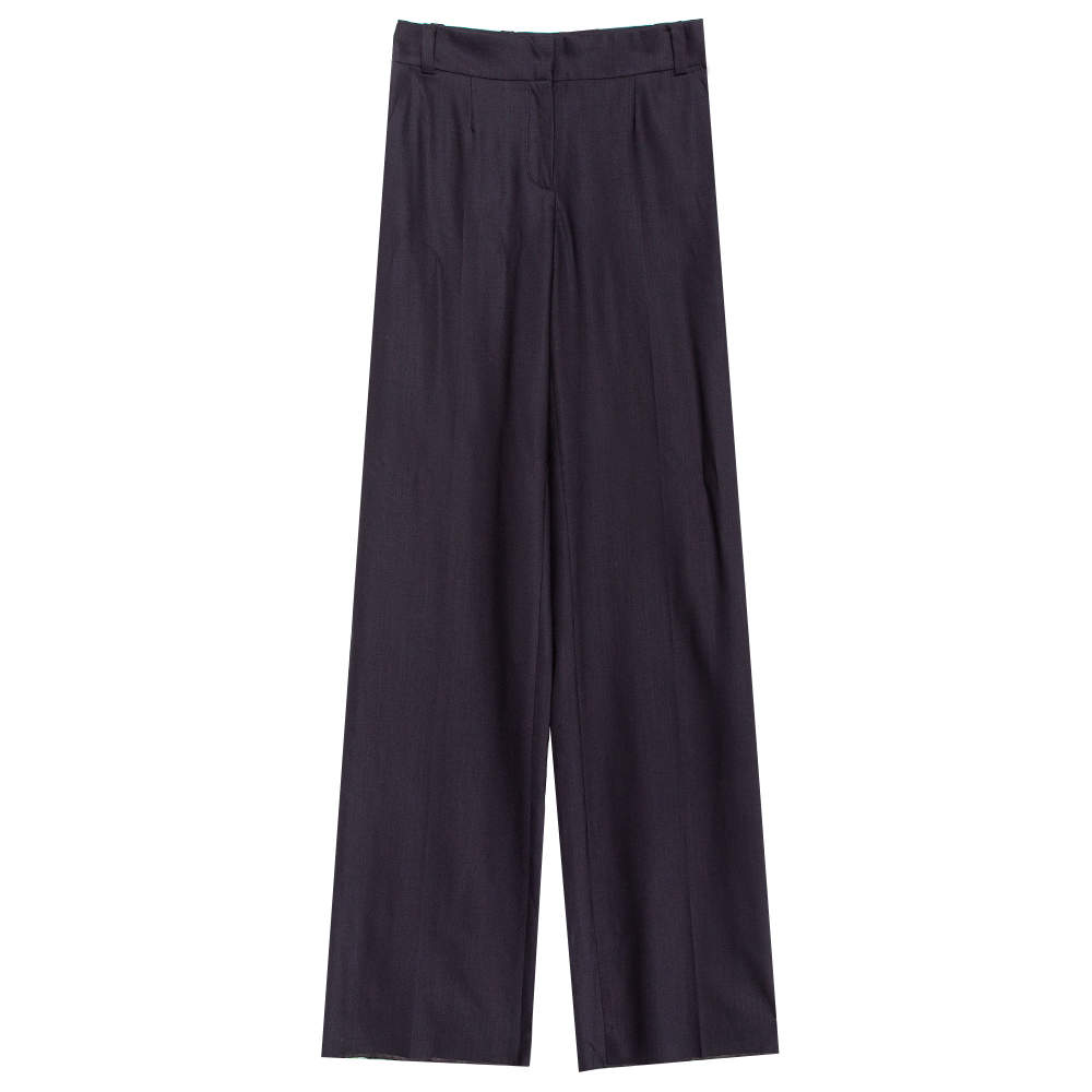 Celine Brown Wool Wide Leg Trousers S