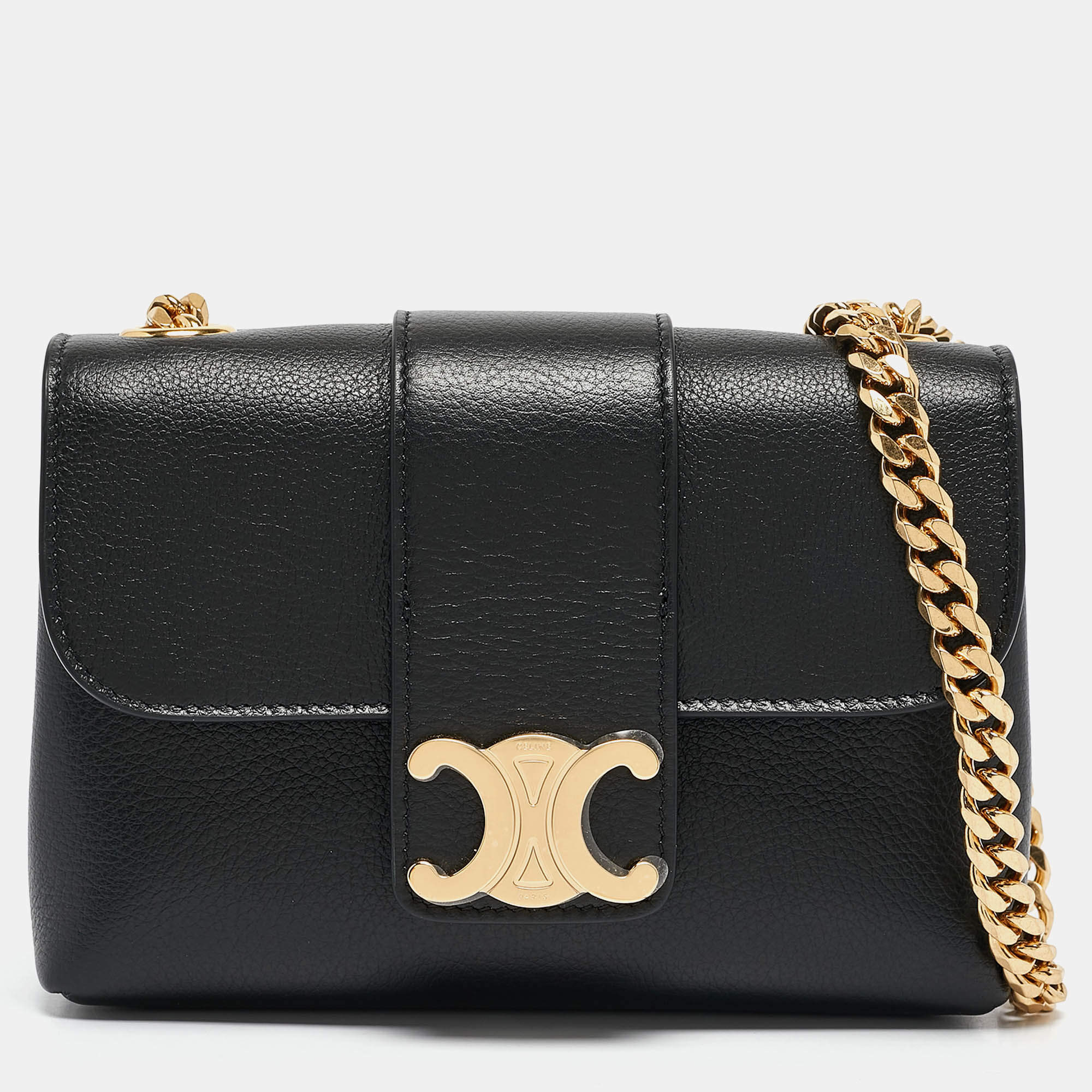 Pre Owned Celine Black Leather Mini Victoire Shoulder Bag