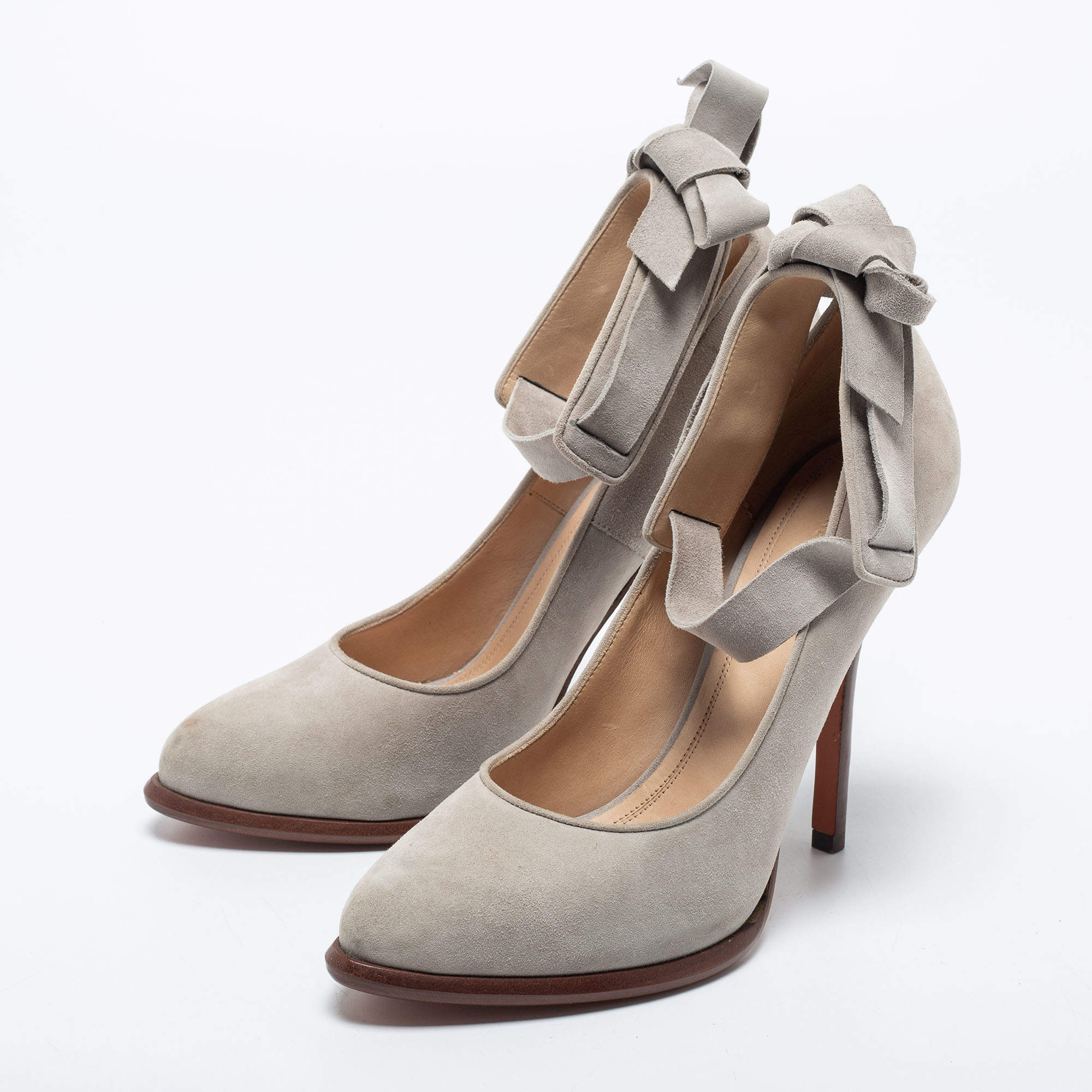 Grey suede on sale ankle strap heels